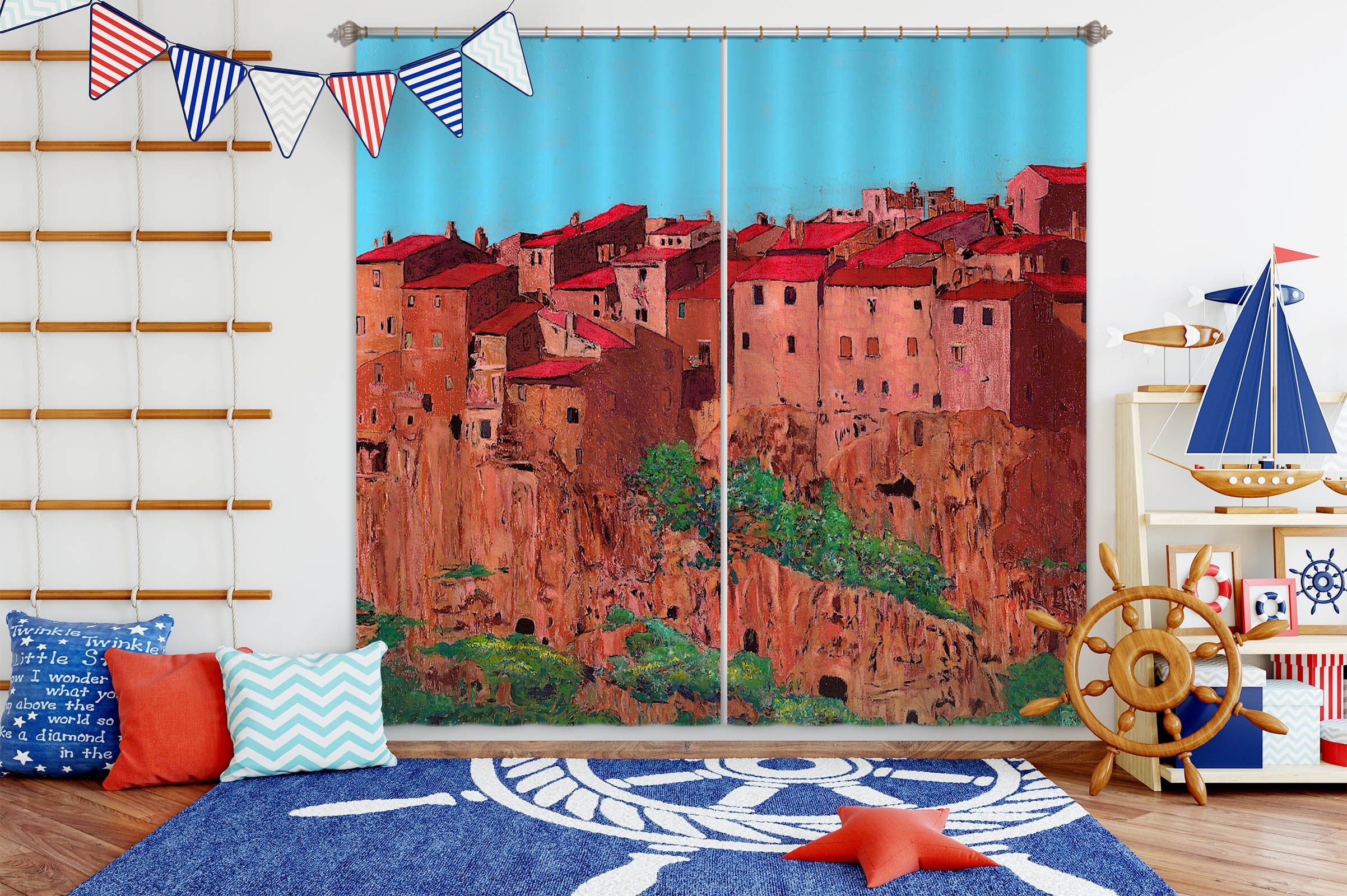 3D Red Castle 292 Allan P. Friedlander Curtain Curtains Drapes Curtains AJ Creativity Home