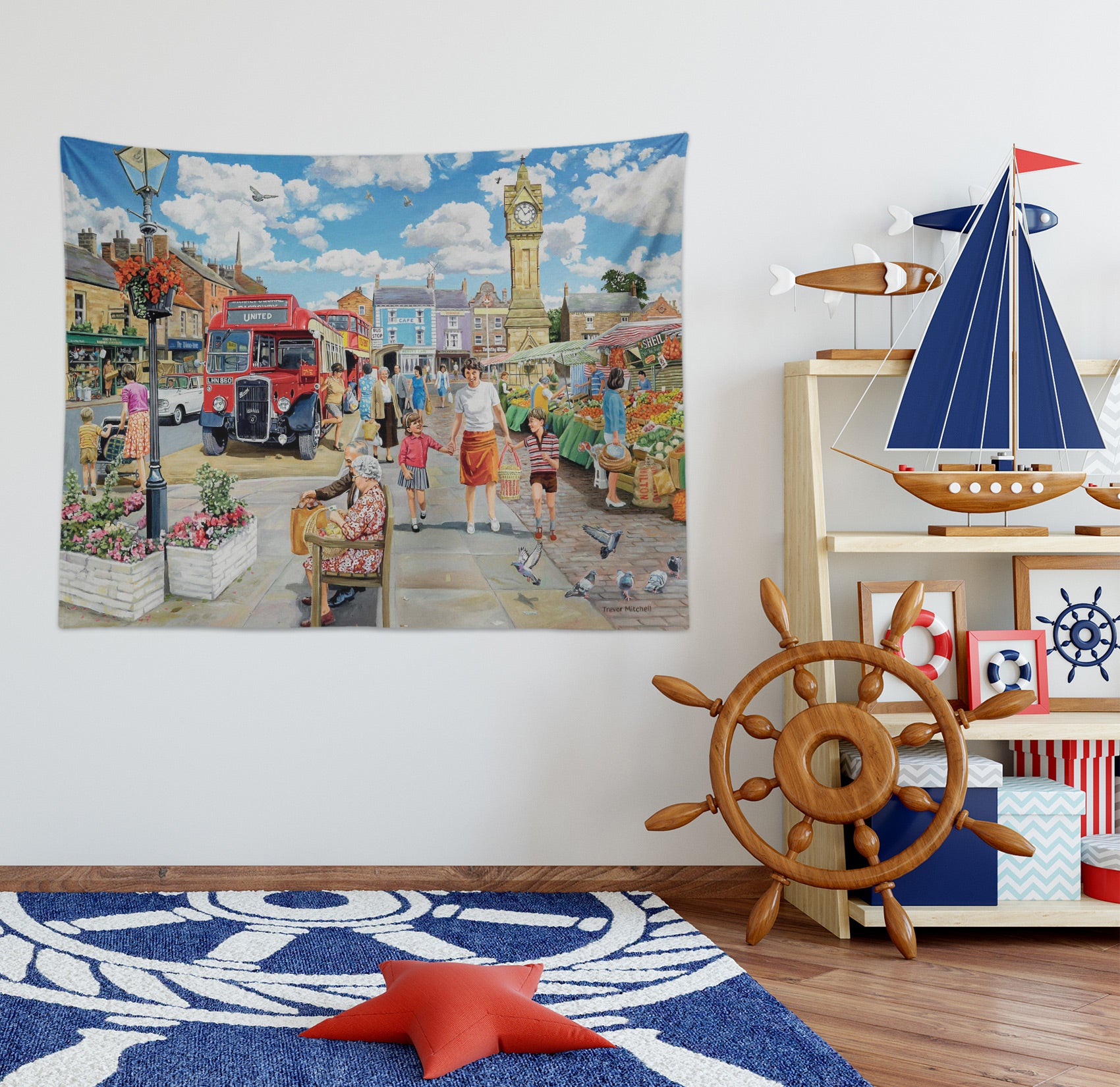 3D City Street Pedestrian 11232 Trevor Mitchell Tapestry Hanging Cloth Hang