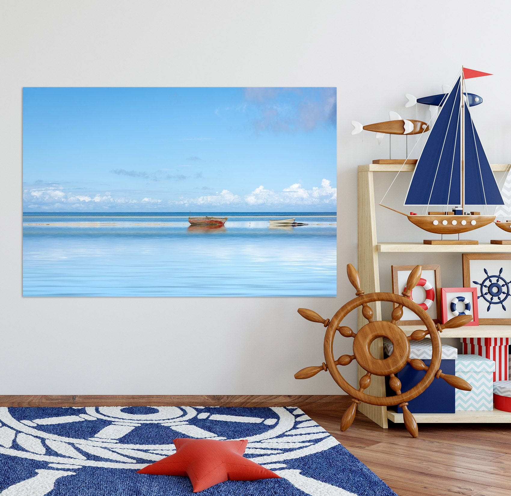 3D Sea Boat 151 Marco Carmassi Wall Sticker Wallpaper AJ Wallpaper 2
