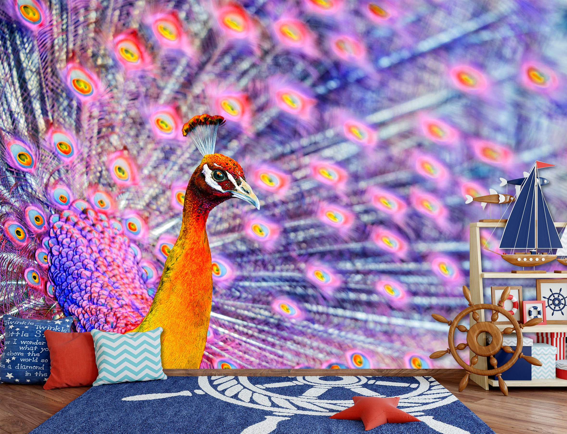 3D Purple Peacock 321 Wall Murals
