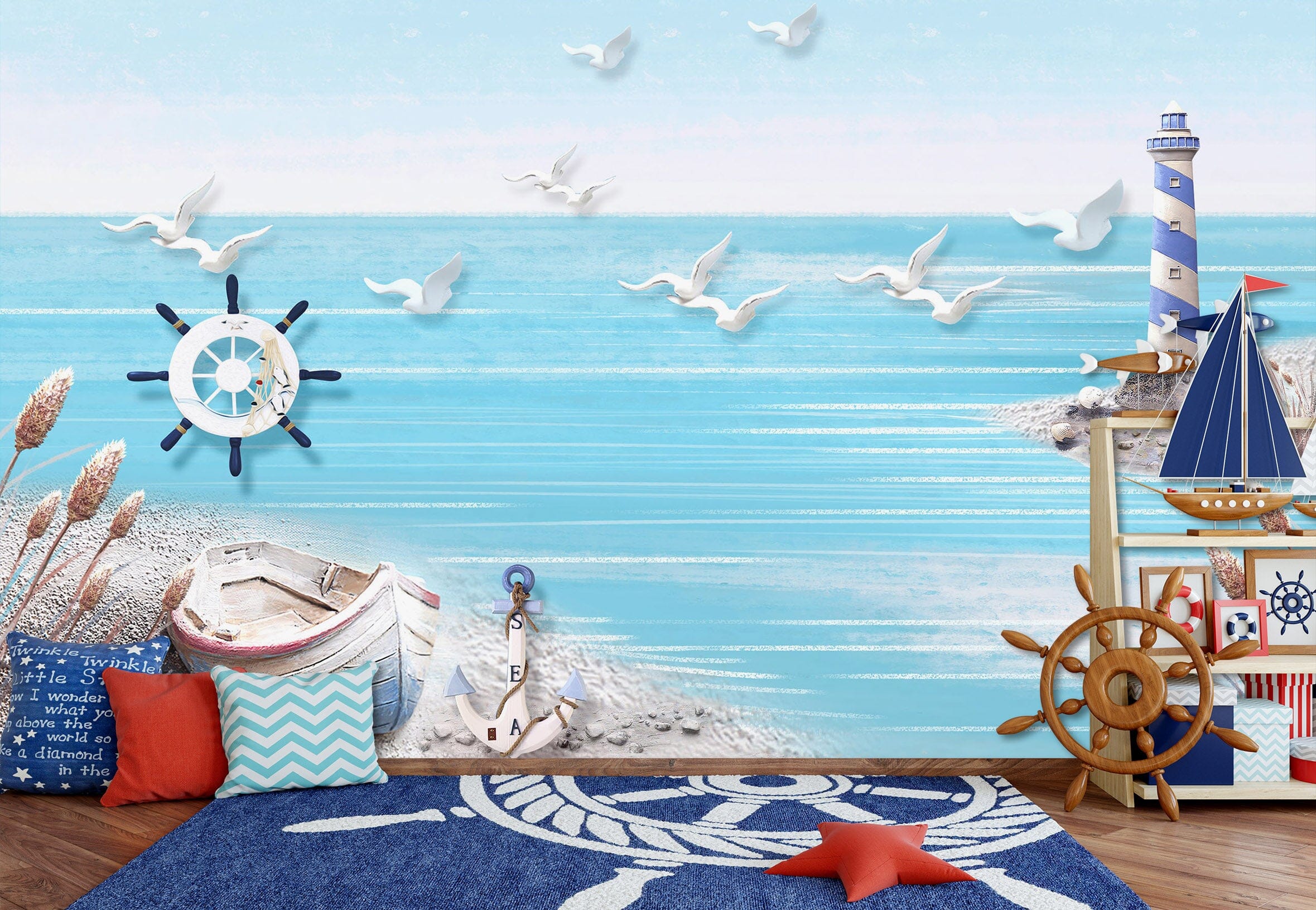 3D Blue Sea 1461 Wall Murals Wallpaper AJ Wallpaper 2