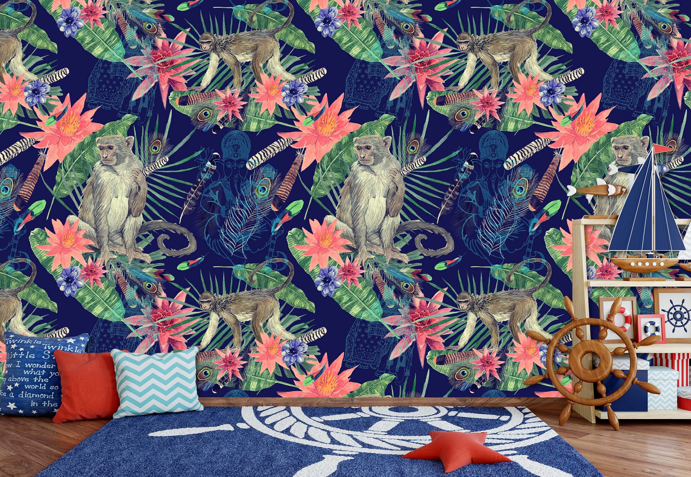3D Monkey Feather 314 Wall Murals Wallpaper AJ Wallpaper 2