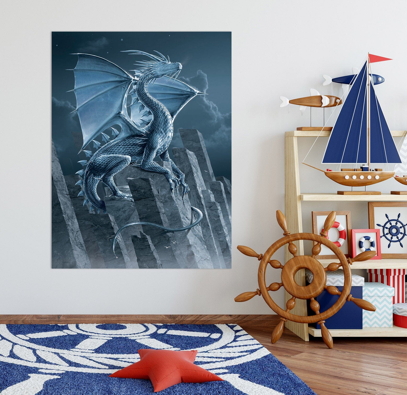 3D Silver Dragon 072 Vincent Hie Wall Sticker Wallpaper AJ Wallpaper 2