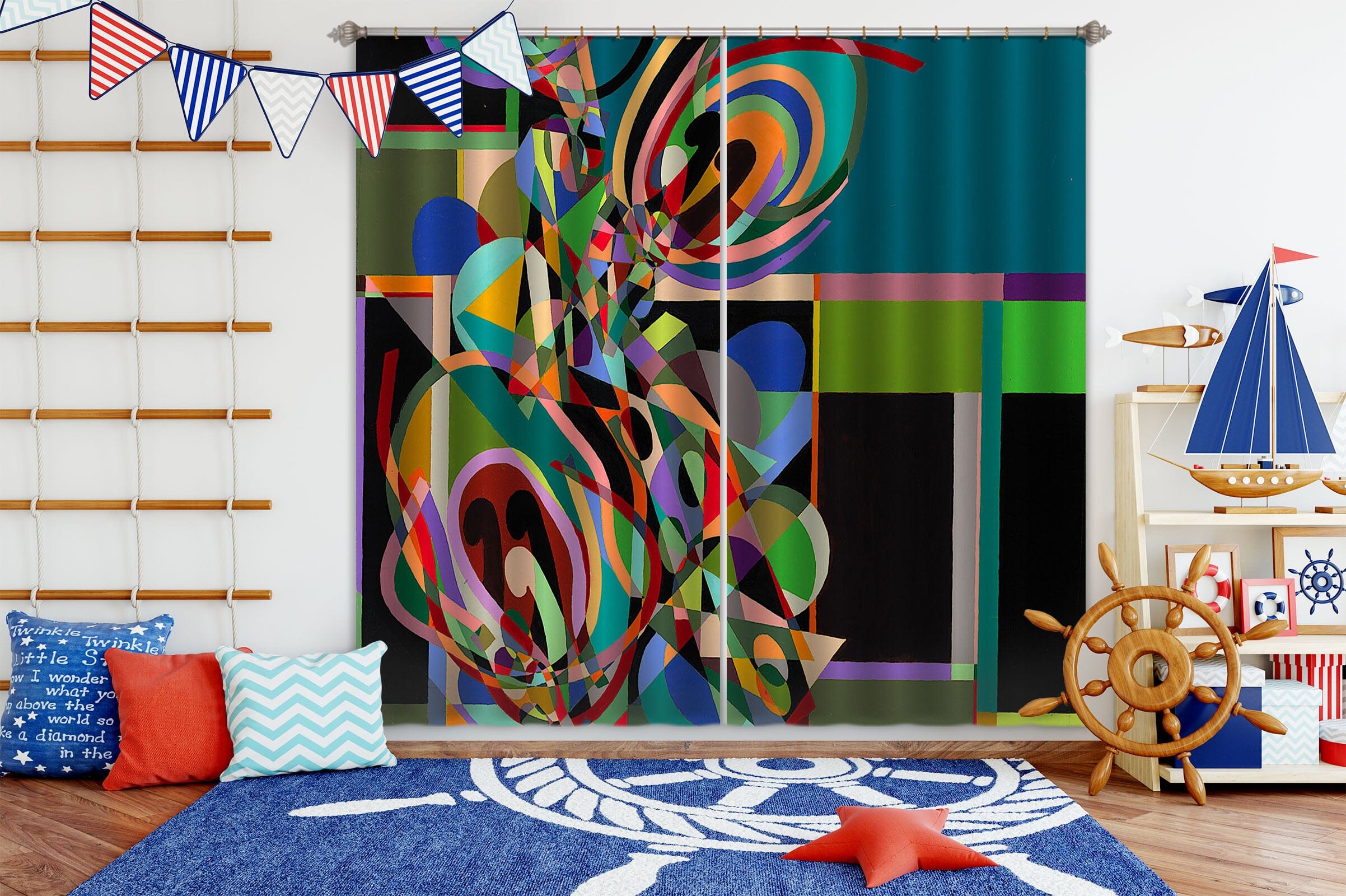 3D Color Origami 222 Allan P. Friedlander Curtain Curtains Drapes Curtains AJ Creativity Home