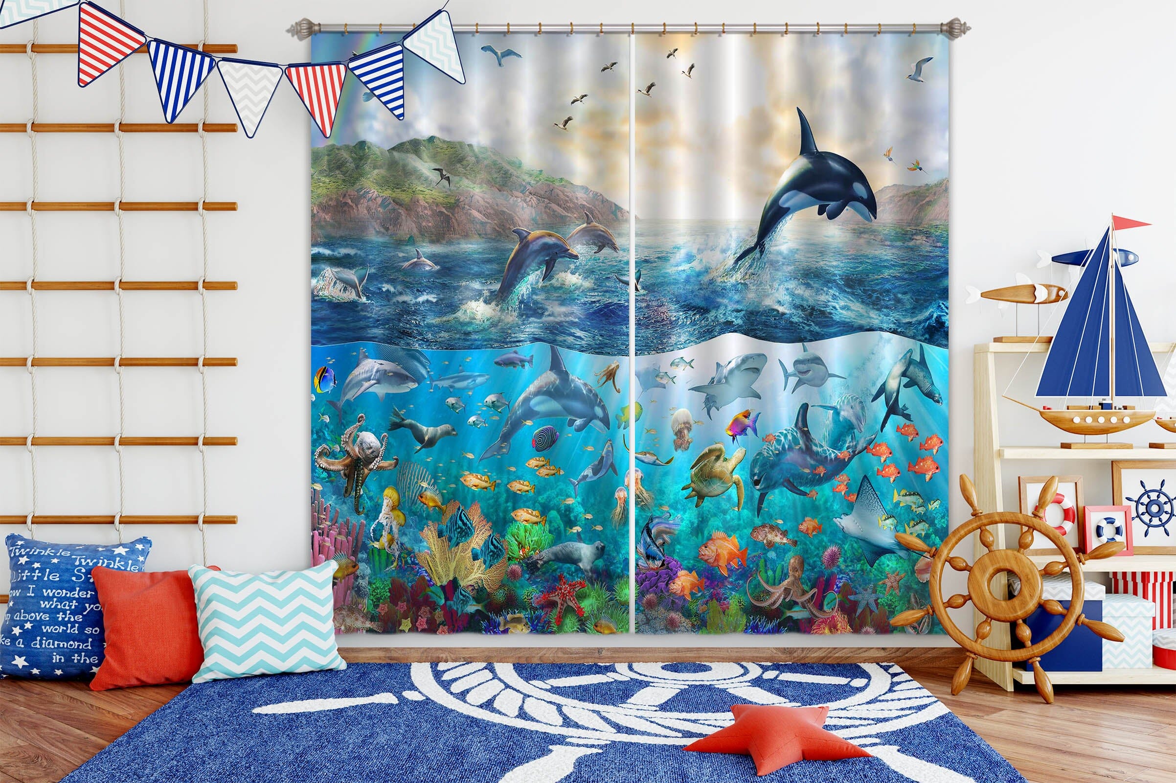 3D Ocean Panorama 049 Adrian Chesterman Curtain Curtains Drapes Curtains AJ Creativity Home