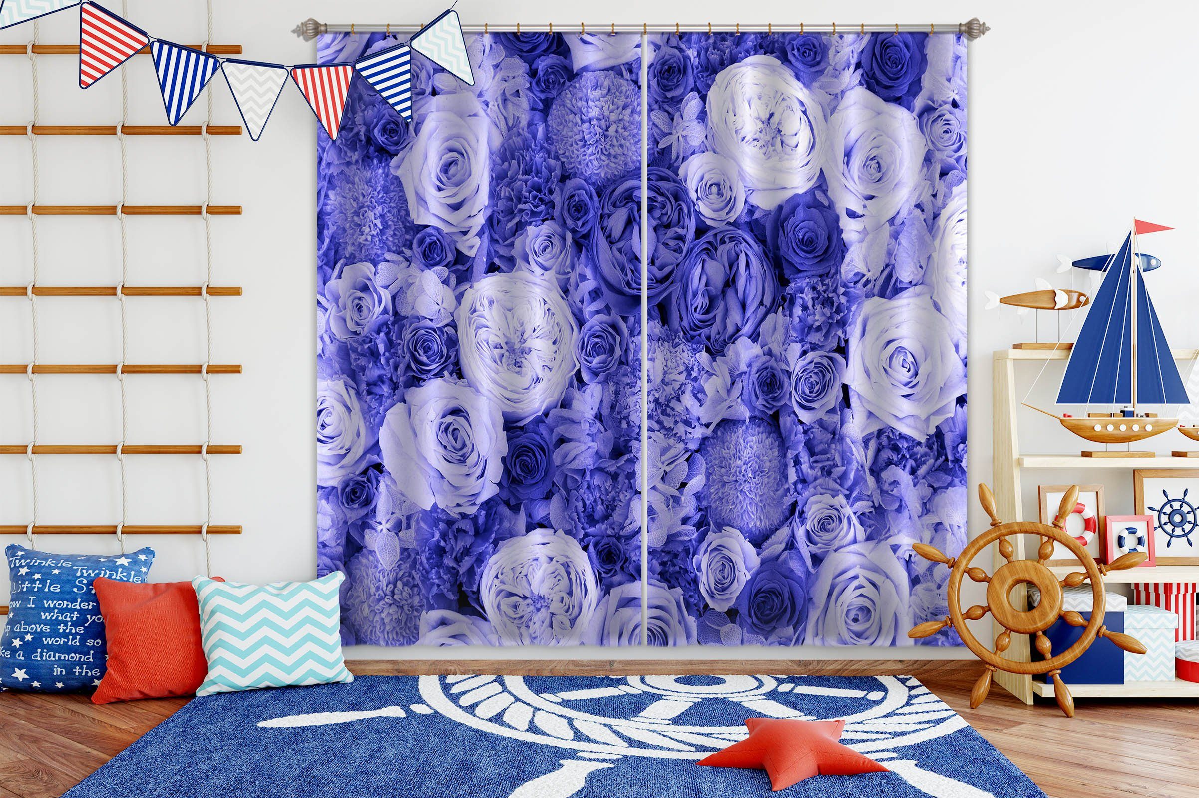 3D Beautiful Rose 042 Noirblanc777 Curtain Curtains Drapes Curtains AJ Creativity Home