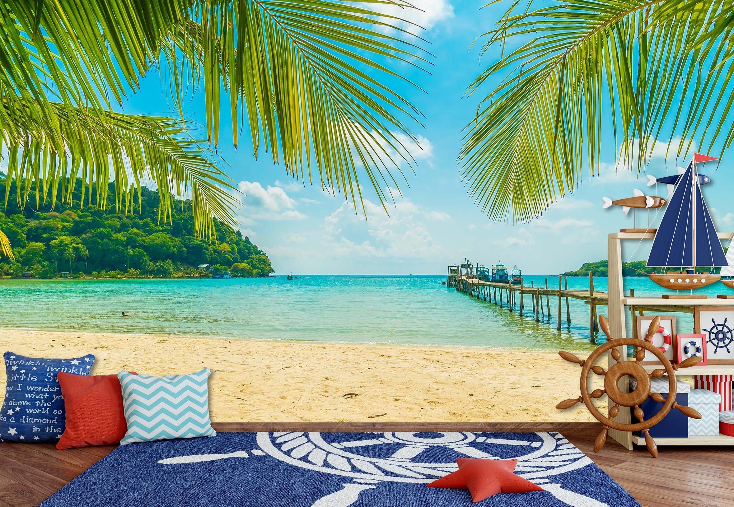 3D Beach Seascape 94 Wall Murals Wallpaper AJ Wallpaper 2