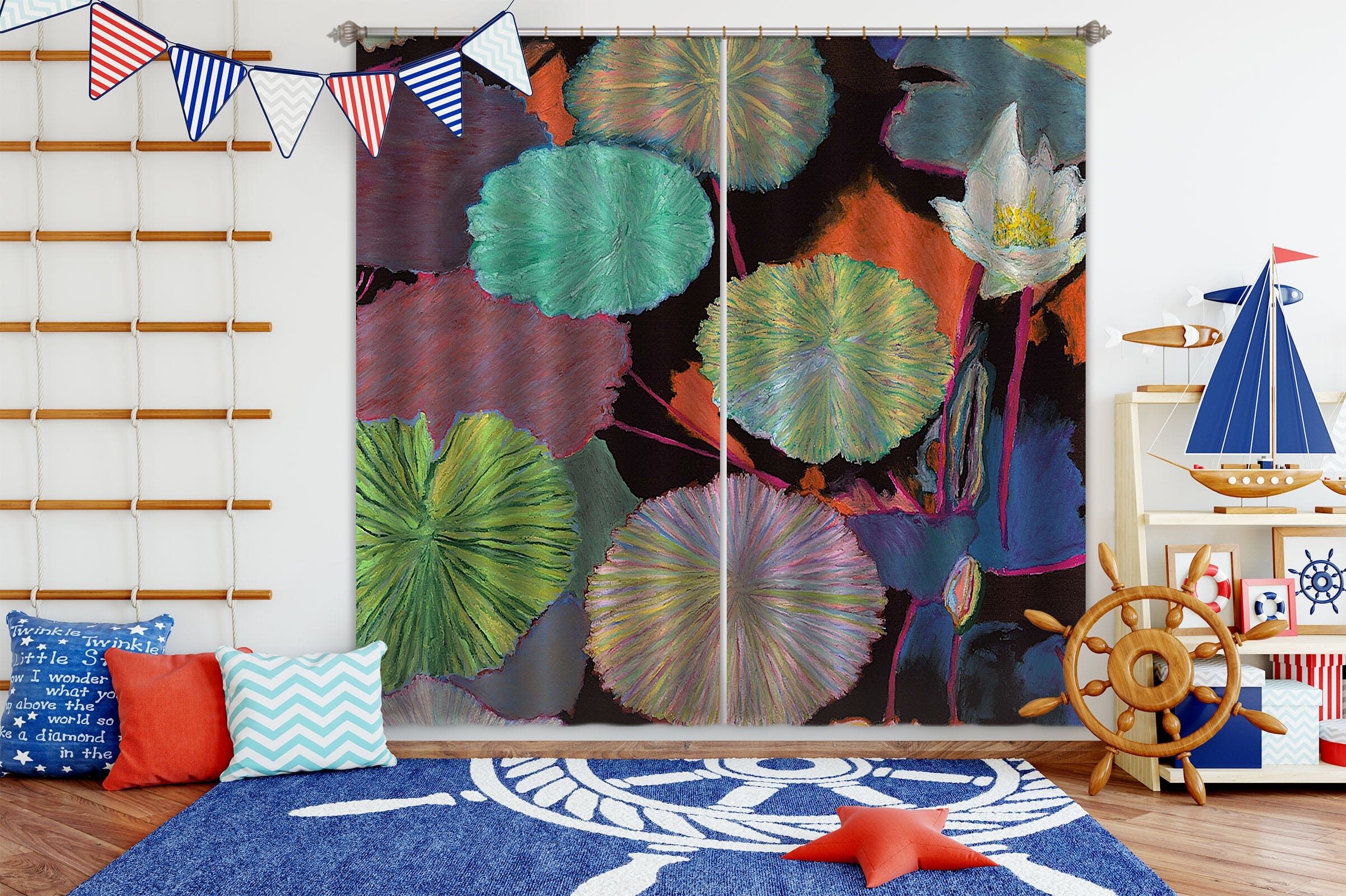 3D Lotus Pond 287 Allan P. Friedlander Curtain Curtains Drapes Curtains AJ Creativity Home
