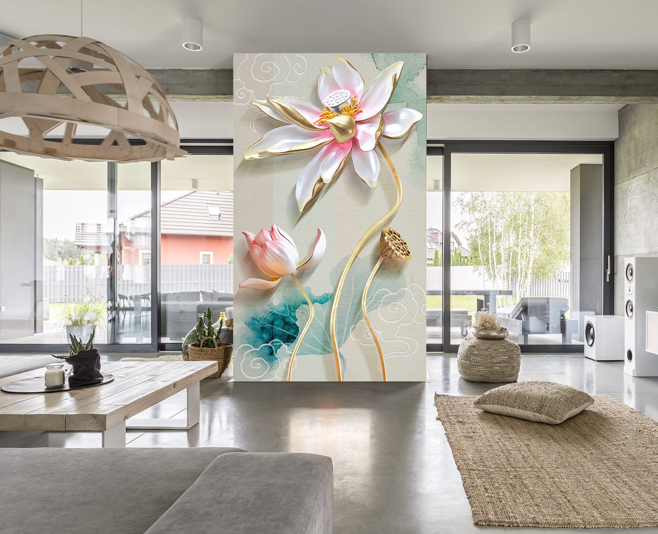 3D Painted Lotus 1856 Wall Murals Wallpaper AJ Wallpaper 2