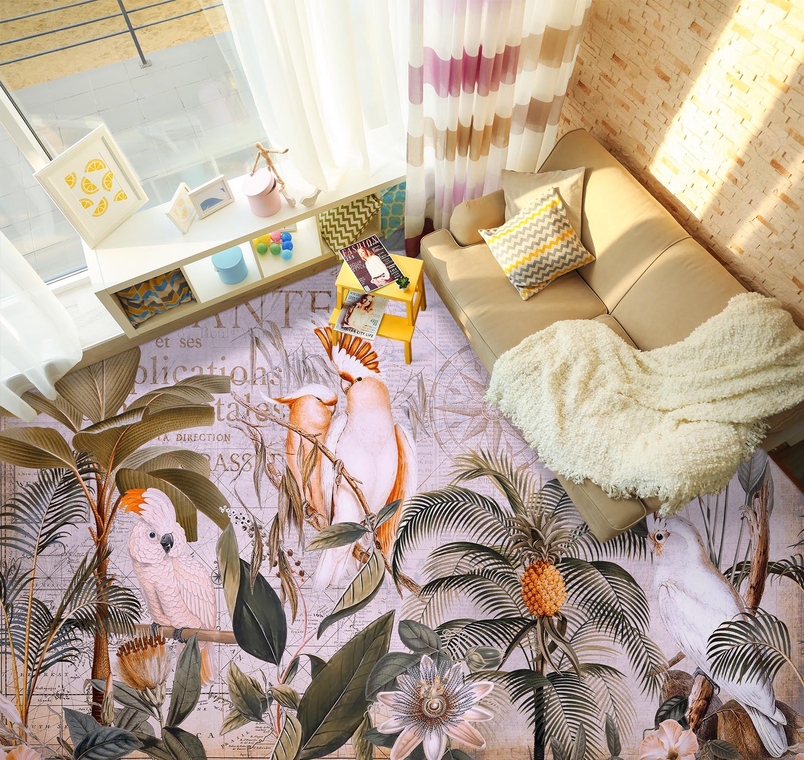 3D Grove Parrot Pineapple 104172 Andrea Haase Floor Mural