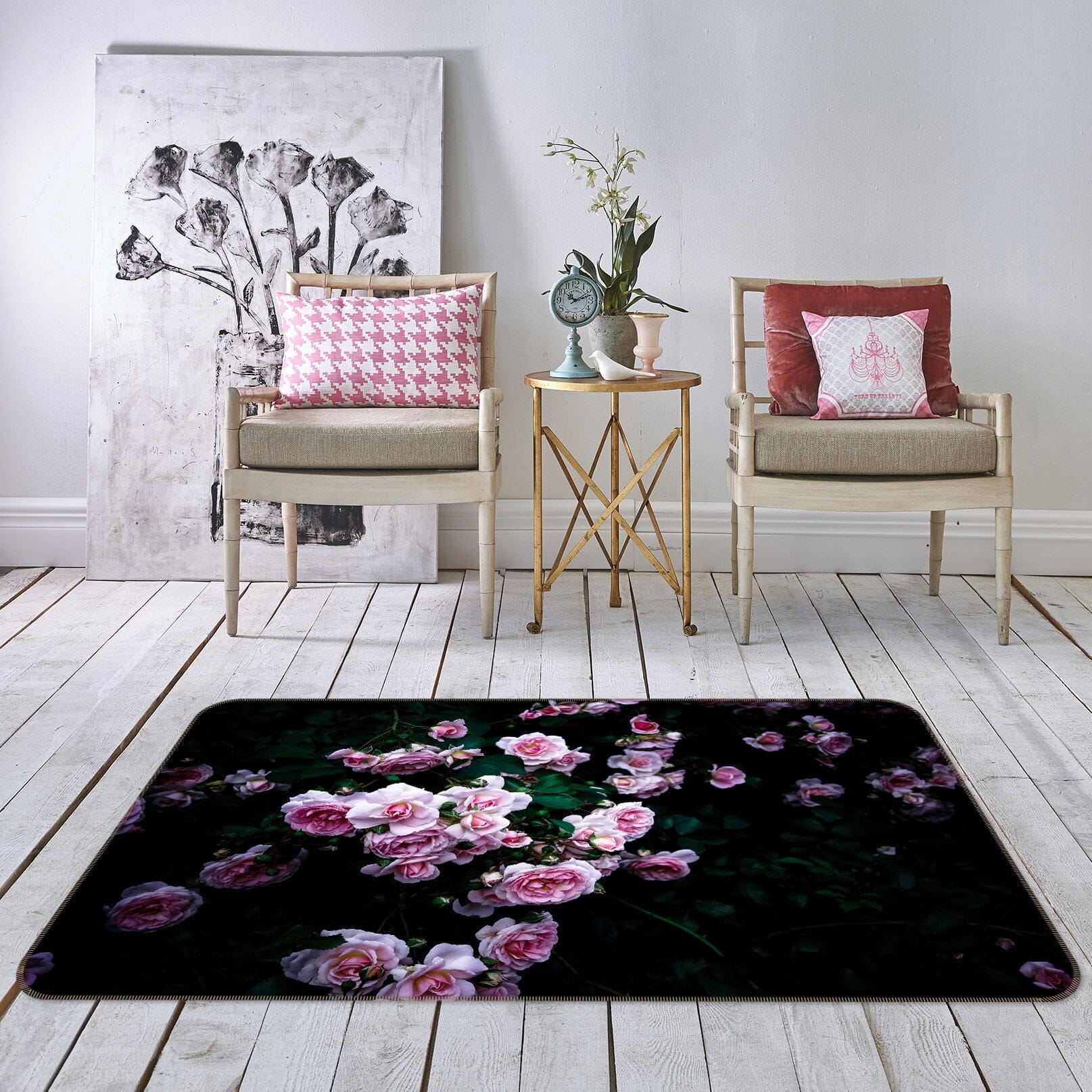 3D Valentine Rose 1006 Noirblanc777 Rug Non Slip Rug Mat Mat AJ Creativity Home