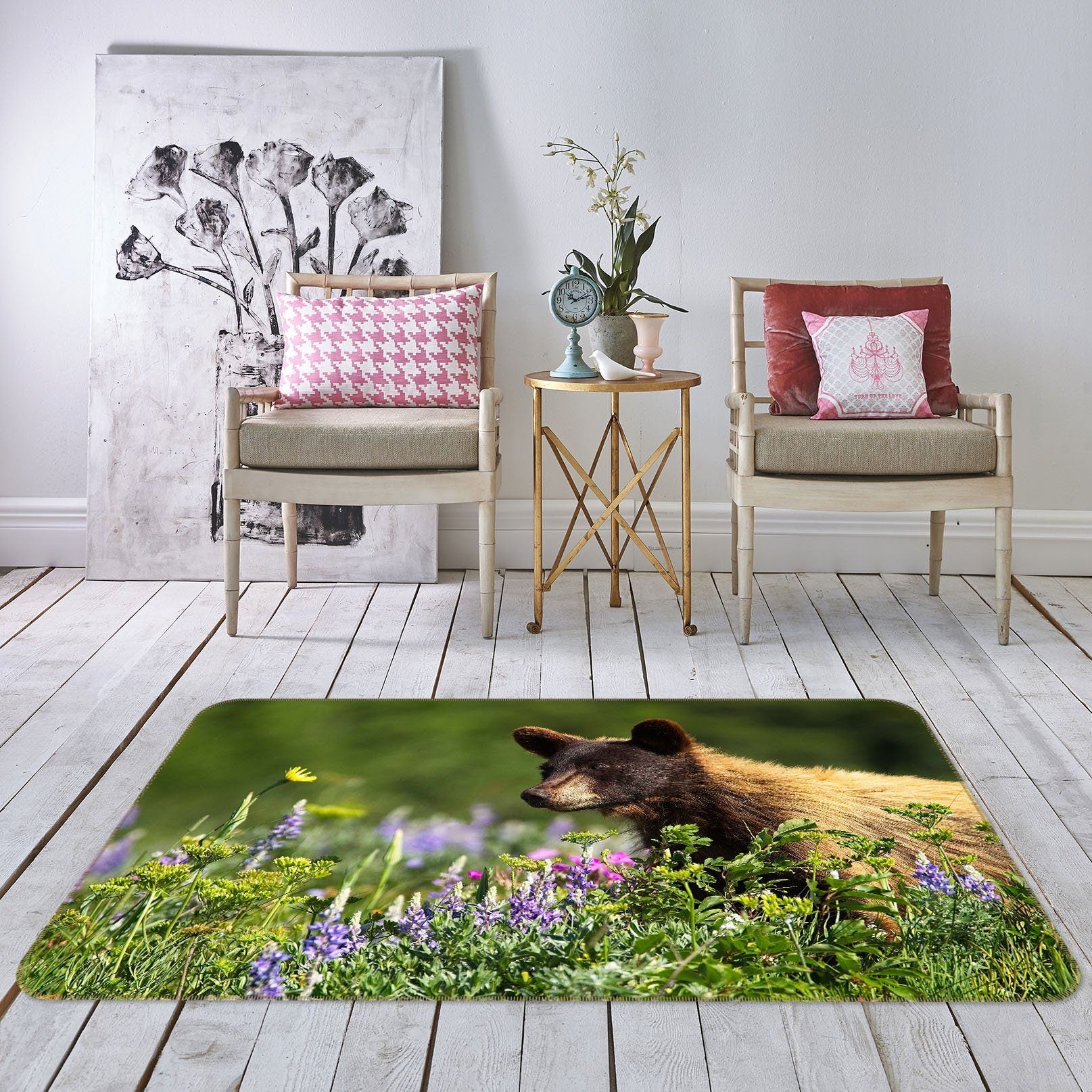 3D Bear Cub 1103 Kathy Barefield Rug Non Slip Rug Mat Mat AJ Creativity Home
