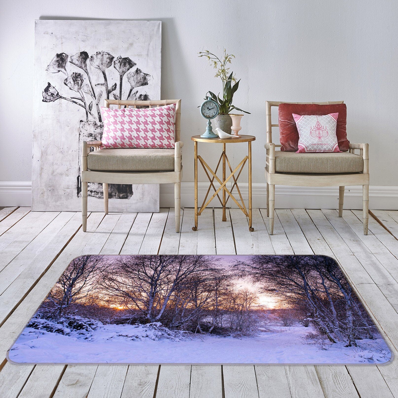 3D Snow Forest 1002 Assaf Frank Rug Non Slip Rug Mat Mat AJ Creativity Home