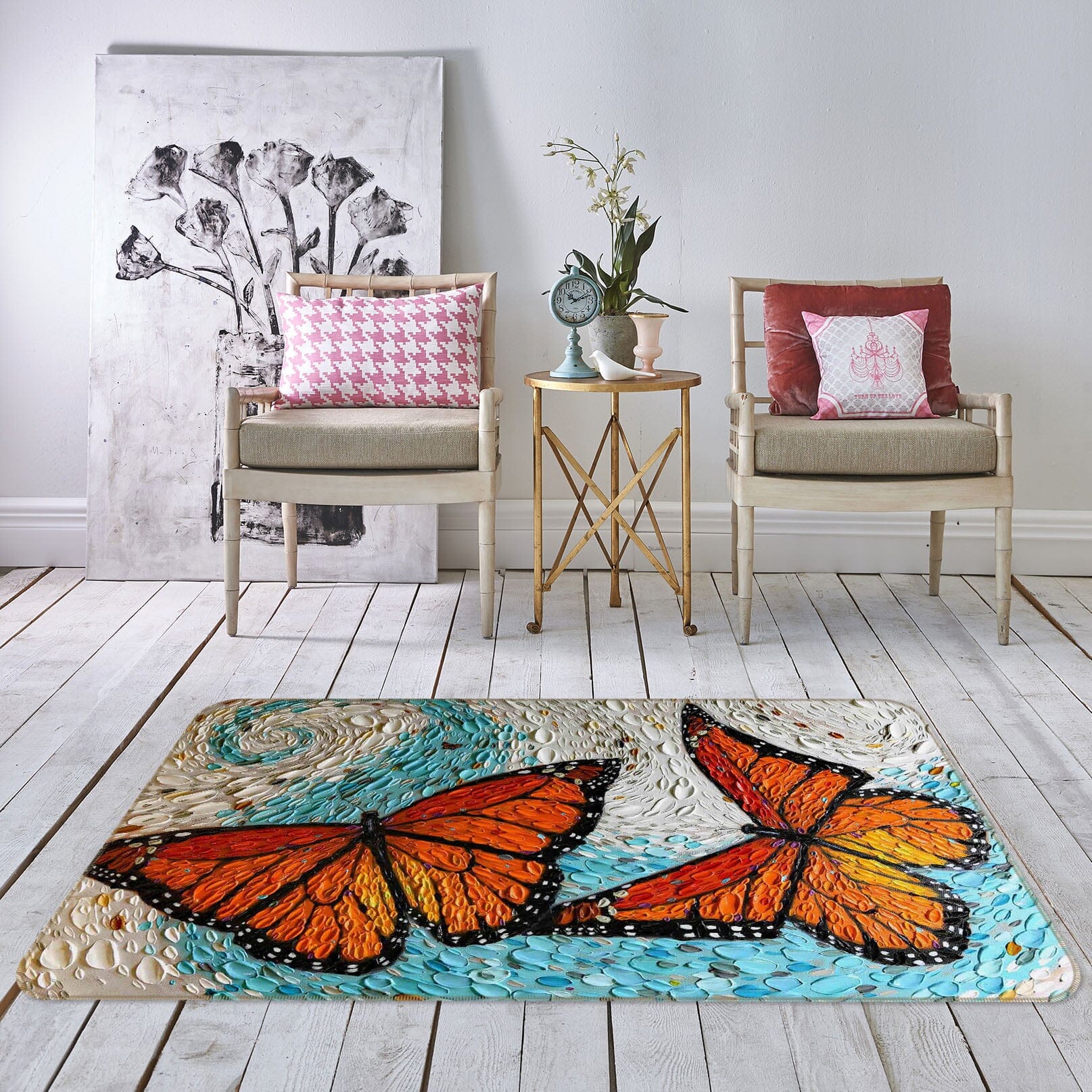 3D Butterfly Fly 1021 Dena Tollefson Rug Non Slip Rug Mat Mat AJ Creativity Home