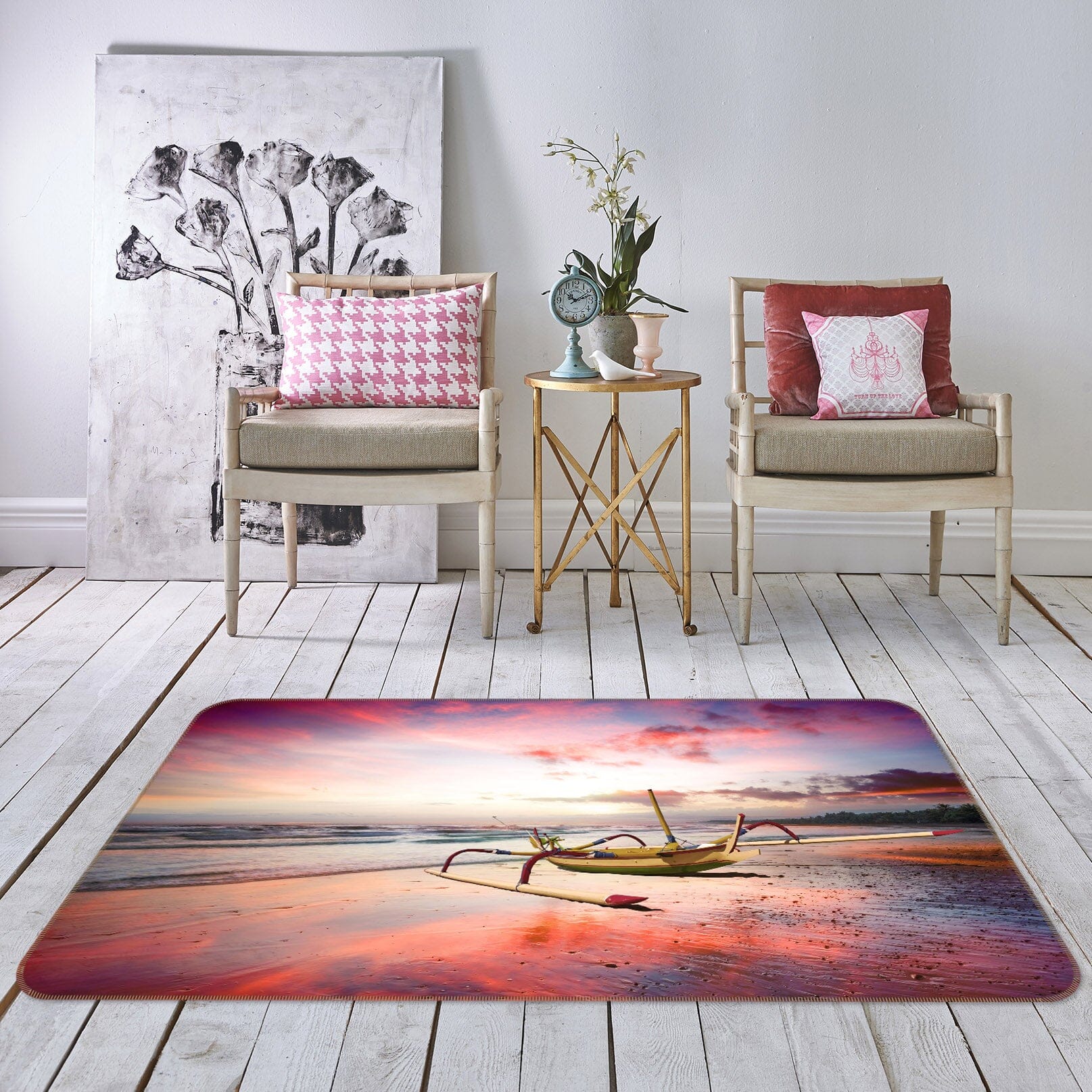 3D Sunset Boat 1082 Marco Carmassi Rug Non Slip Rug Mat Mat AJ Creativity Home