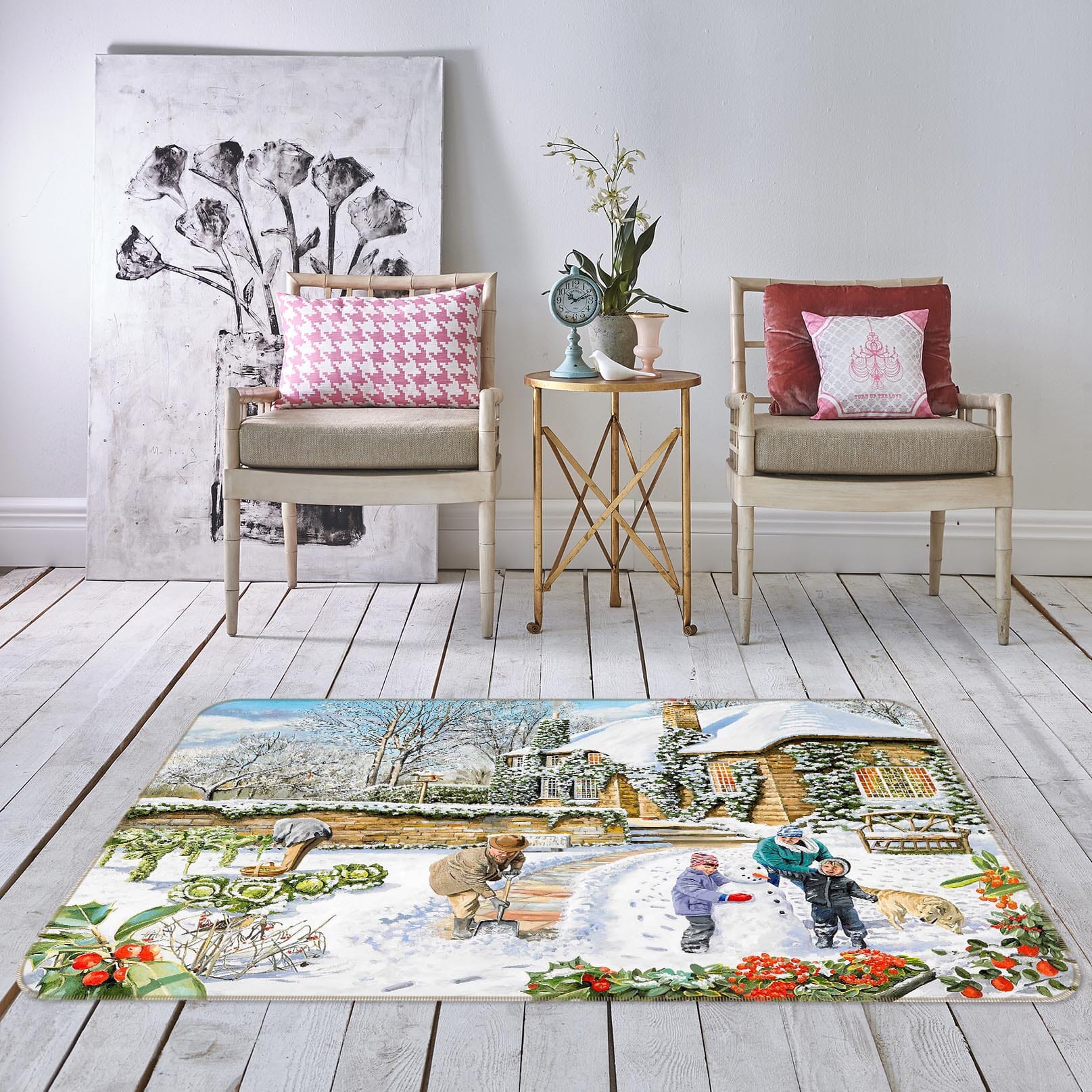 3D Snowball Fight 1053 Trevor Mitchell Rug Non Slip Rug Mat Mat AJ Creativity Home