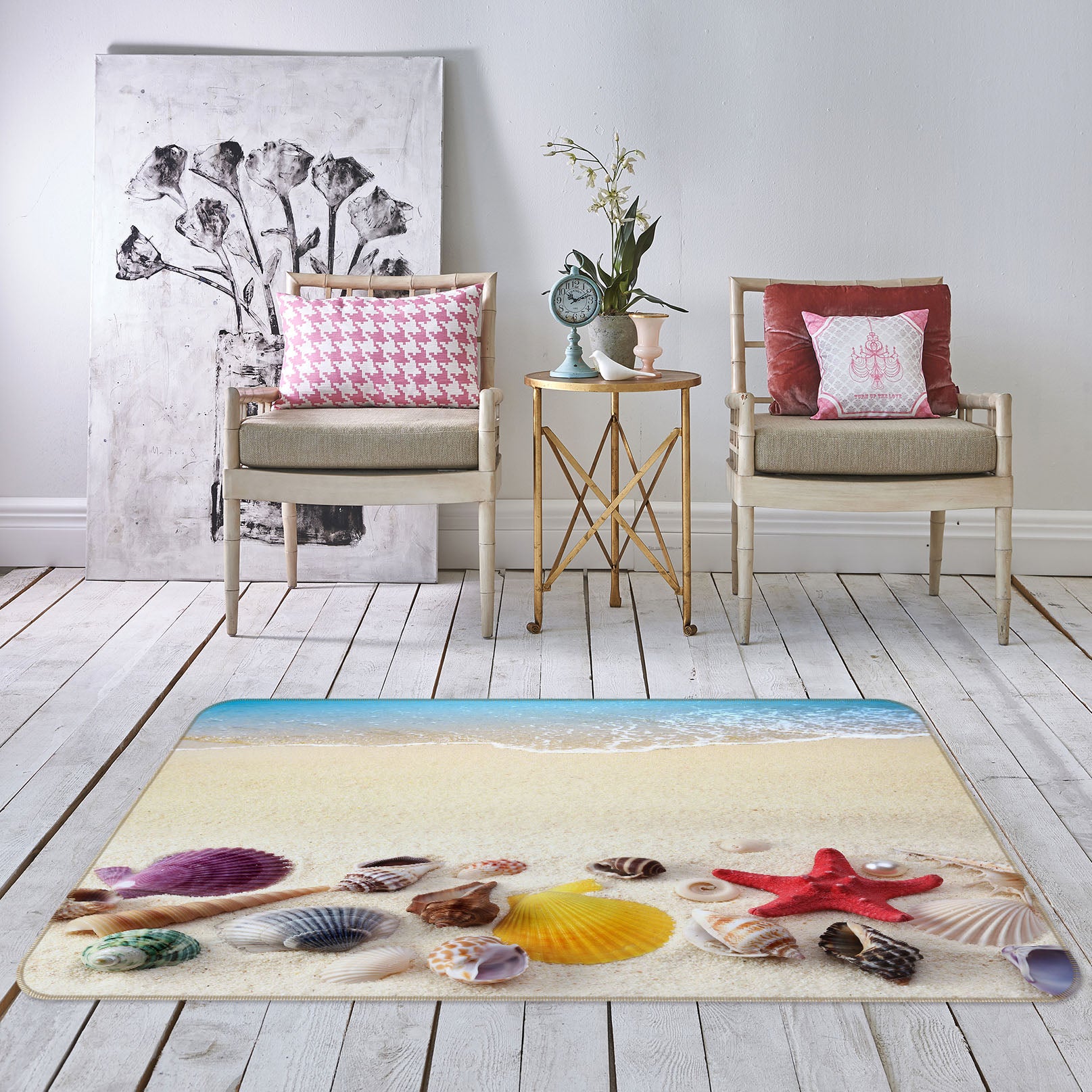 3D Sea Shells 34120 Non Slip Rug Mat
