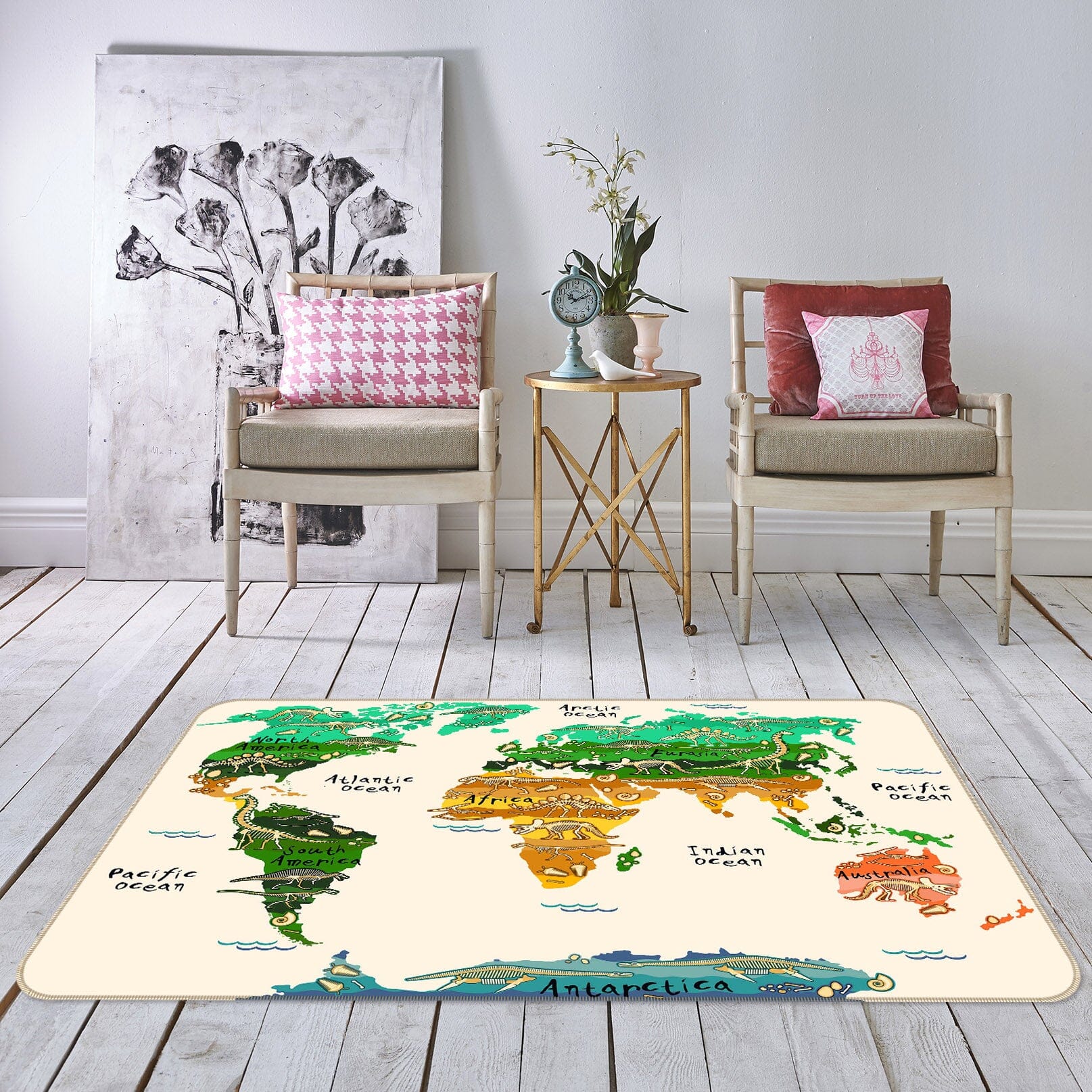 3D World Territory 280 World Map Non Slip Rug Mat Mat AJ Creativity Home