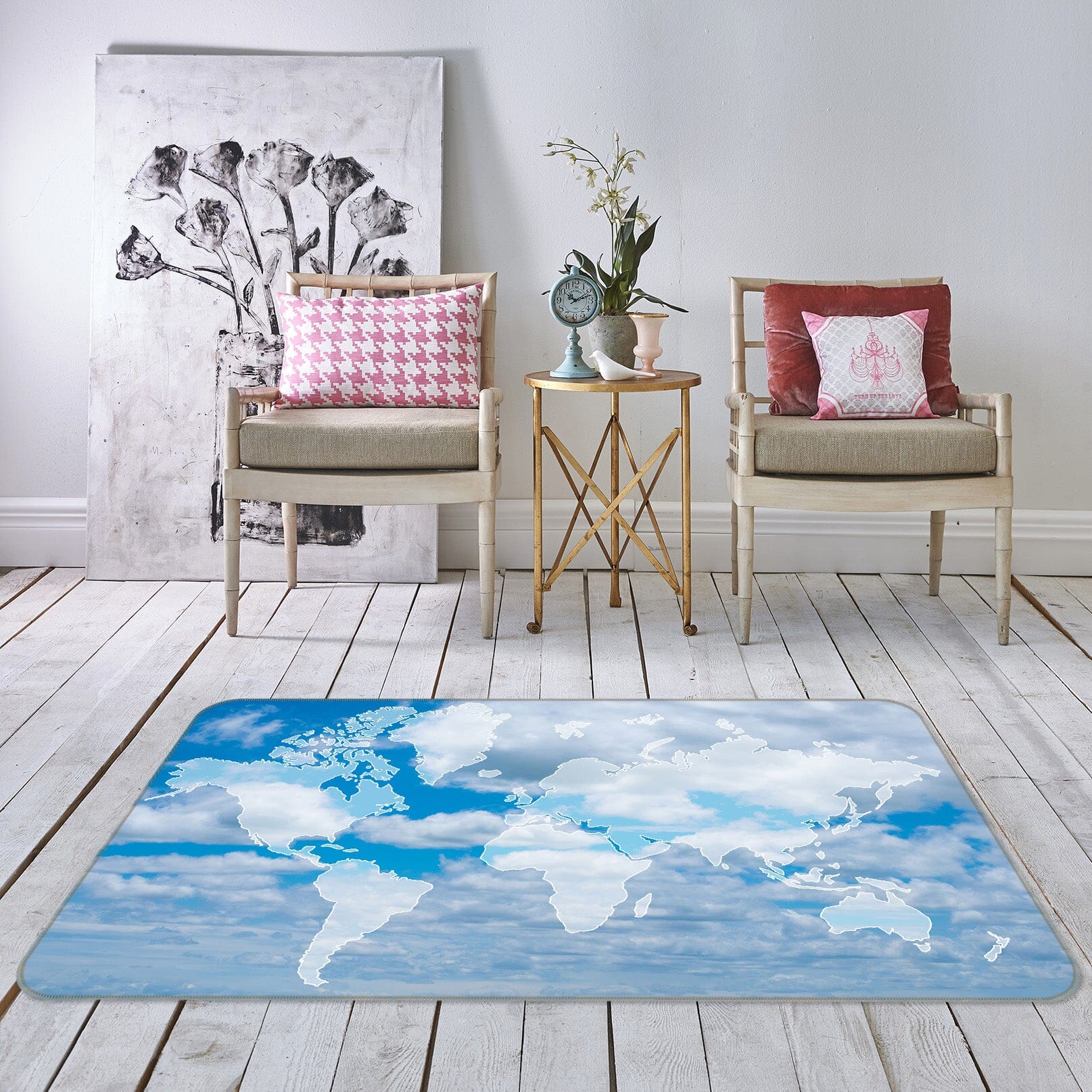 3D Clear Sky 300 World Map Non Slip Rug Mat Mat AJ Creativity Home