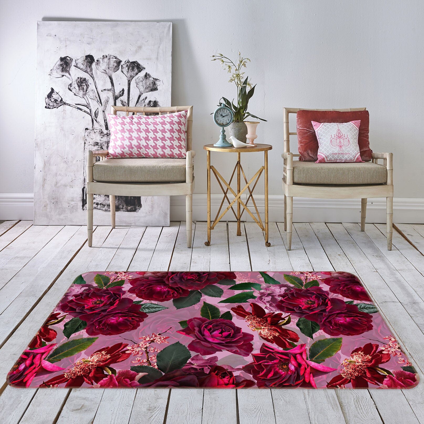3D Purple Flowers 116 Uta Naumann Rug Non Slip Rug Mat Mat AJ Creativity Home