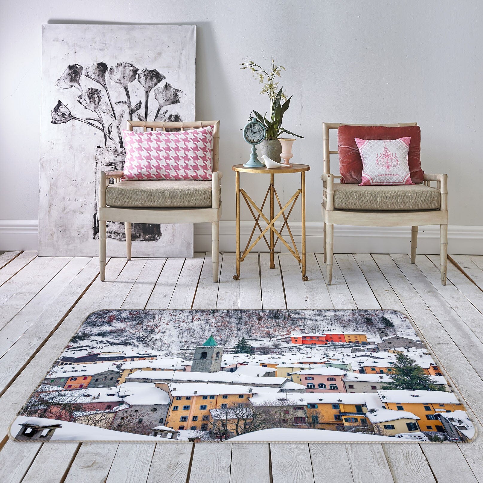 3D Heavy Snow Village 1112 Marco Carmassi Rug Non Slip Rug Mat Mat AJ Creativity Home