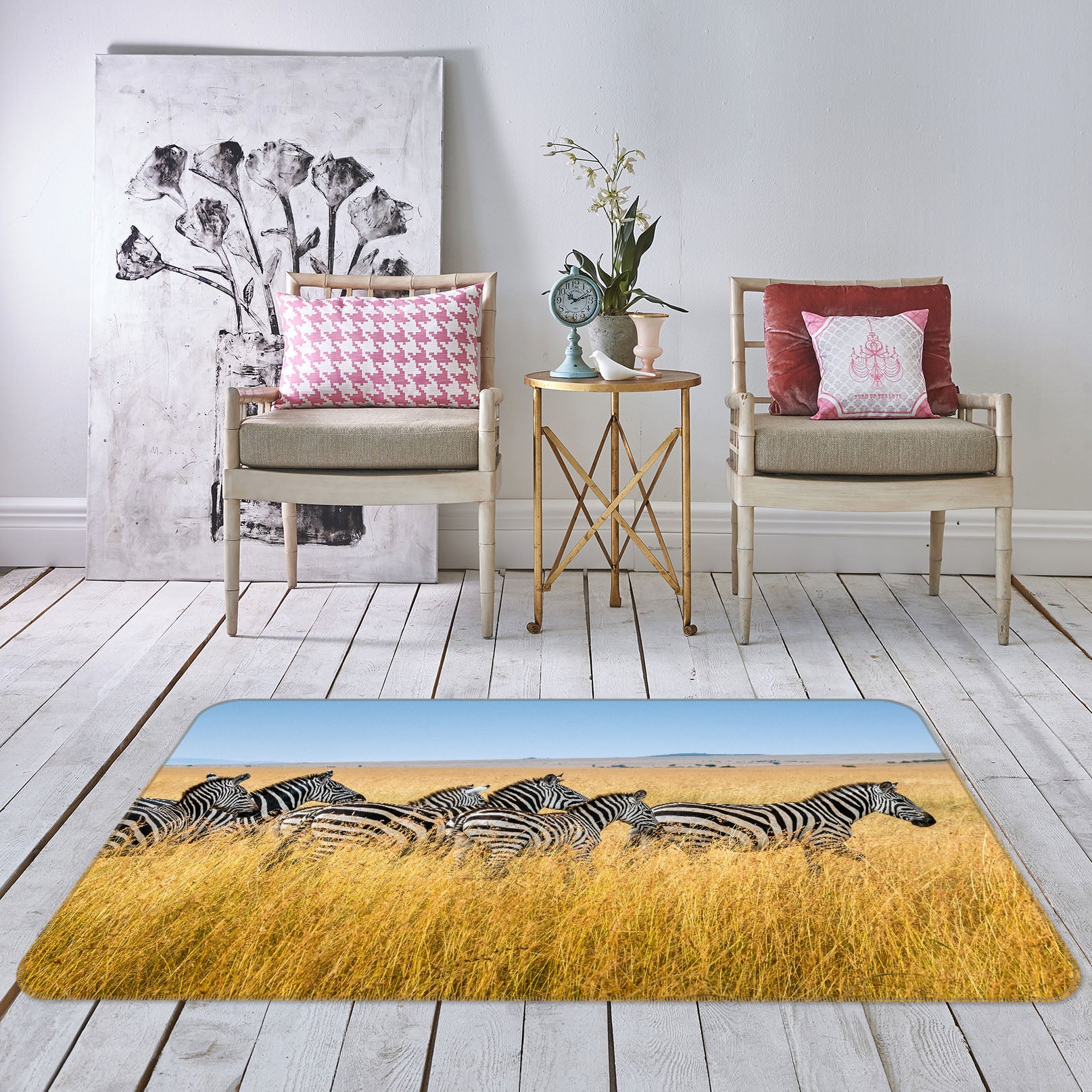 3D Grassland Zebra 68213 Animal Non Slip Rug Mat