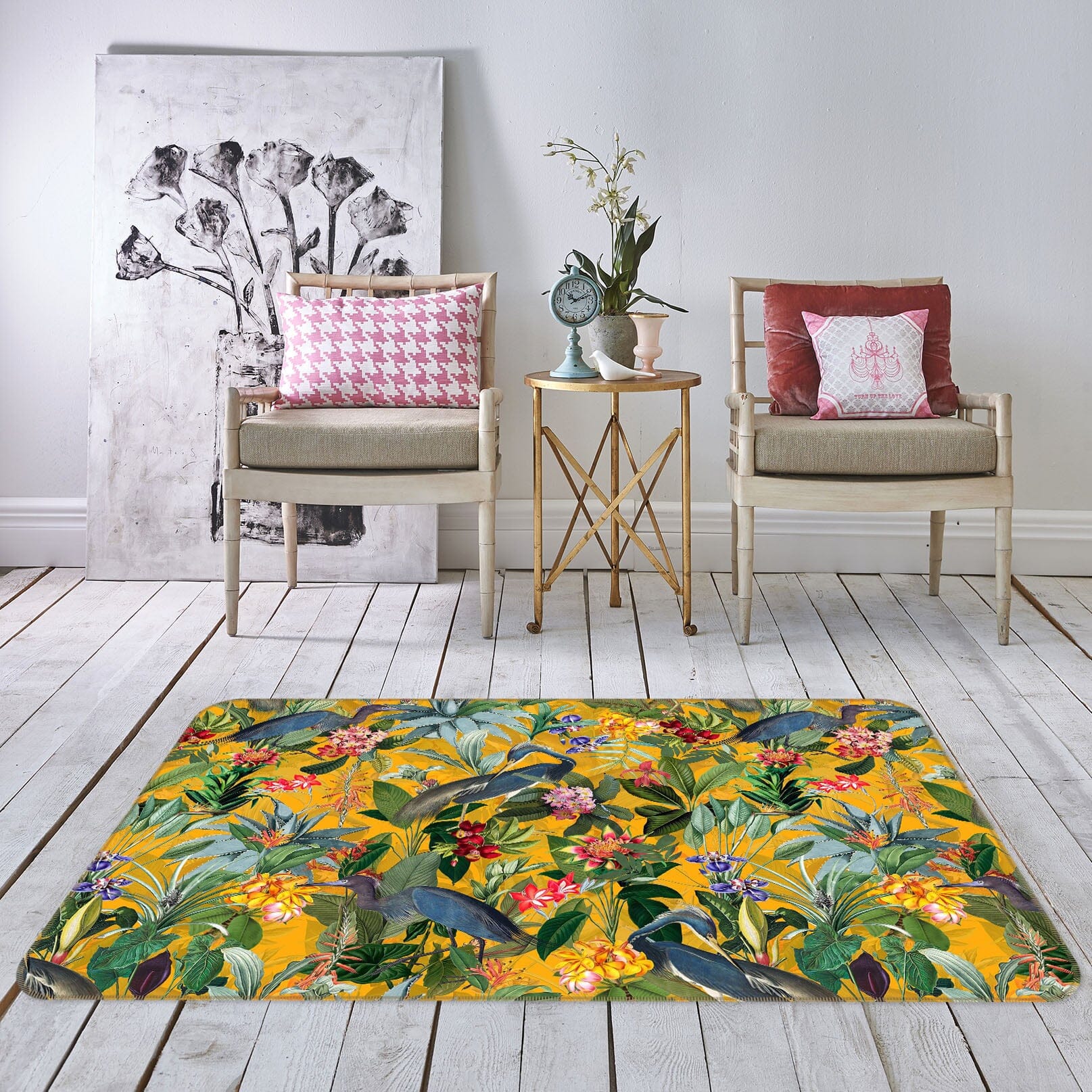 3D Yellow Flowers 170 Uta Naumann Rug Non Slip Rug Mat Mat AJ Creativity Home