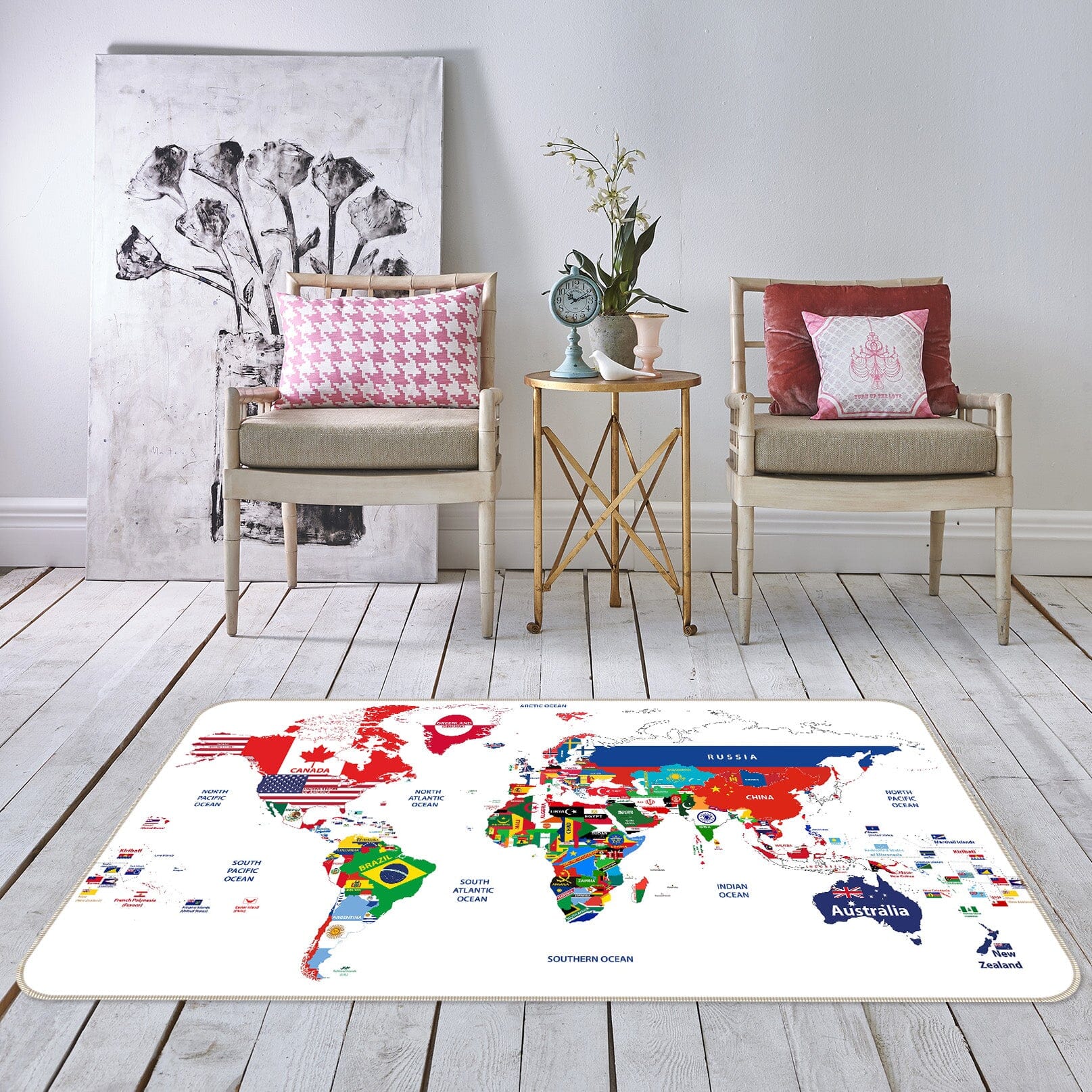 3D Vibrant Colors 290 World Map Non Slip Rug Mat Mat AJ Creativity Home