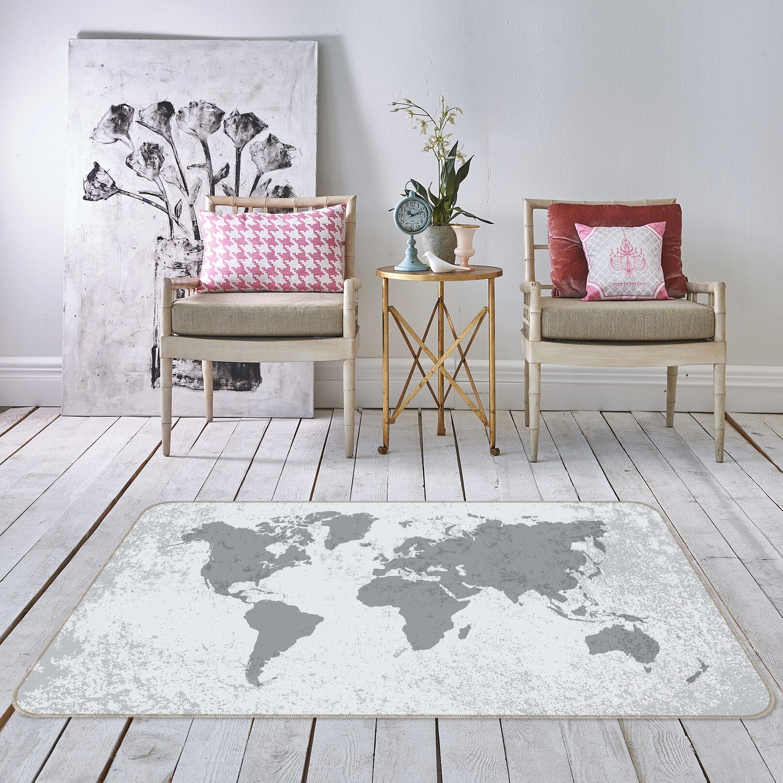 3D Grey World 317 World Map Non Slip Rug Mat Mat AJ Creativity Home
