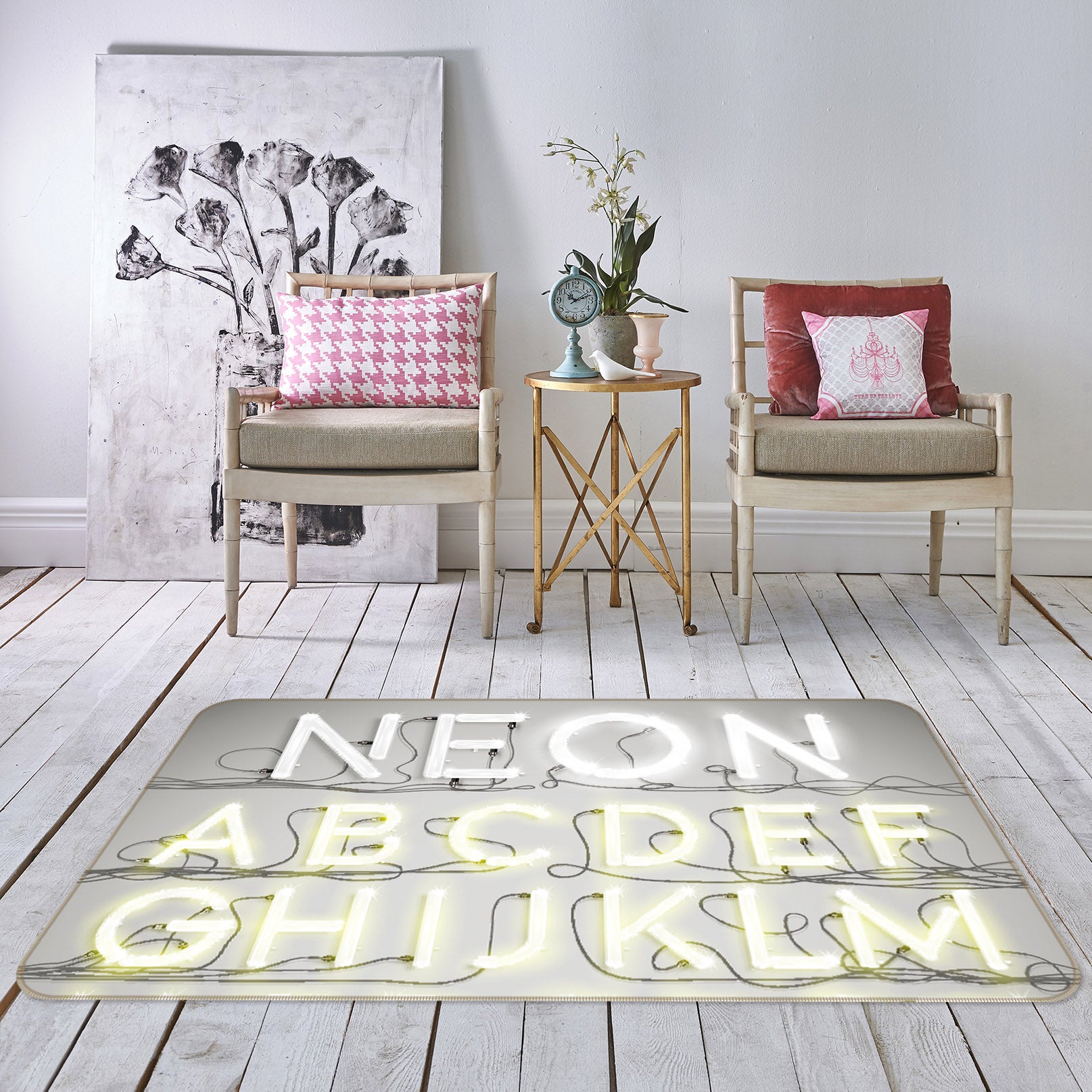 3D Letter Lights 35048 Non Slip Rug Mat