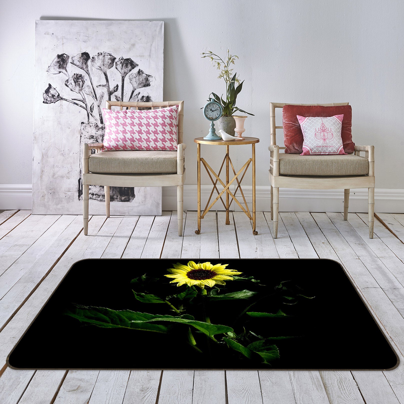 3D Sunflower 84077 Kathy Barefield Rug Non Slip Rug Mat