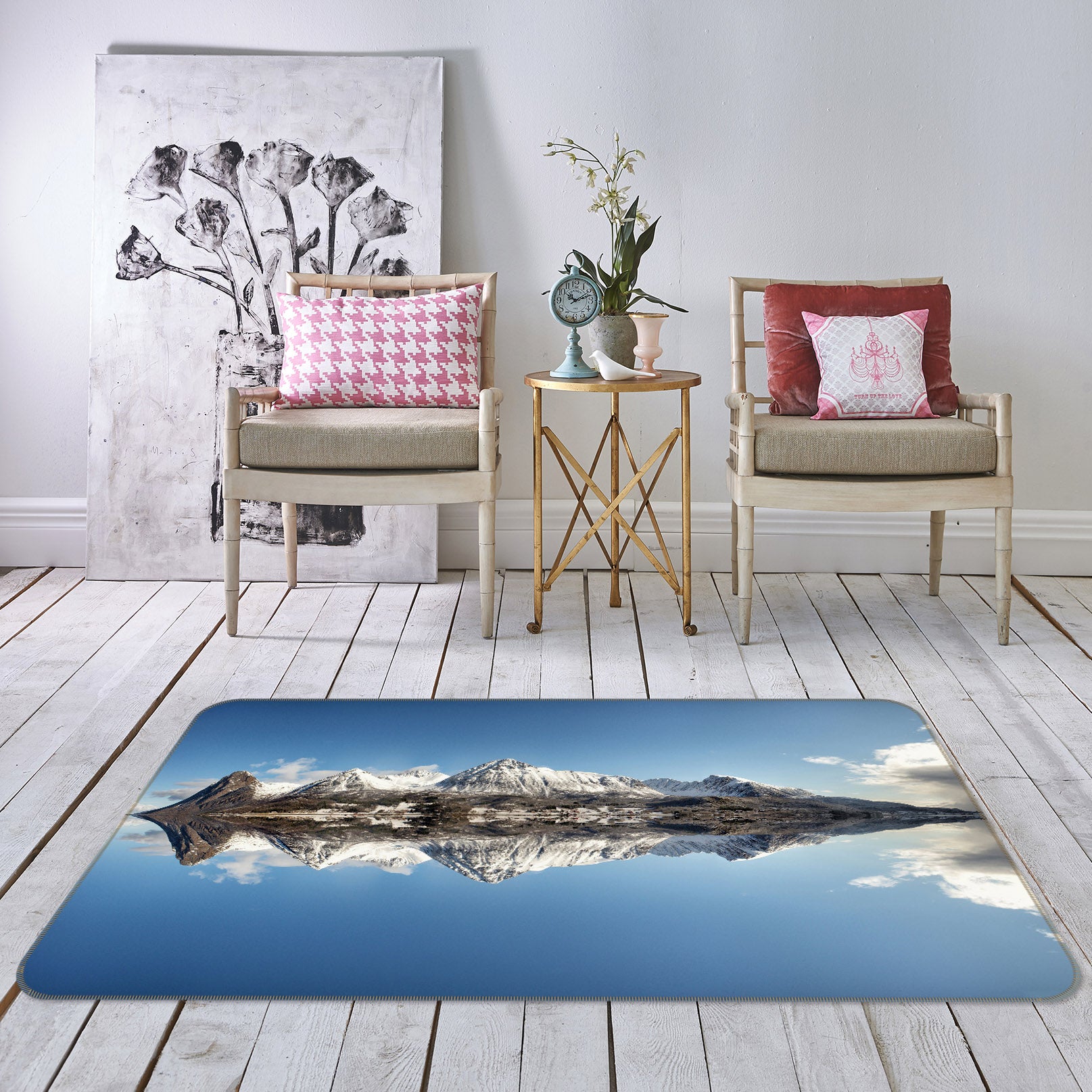 3D Mountain Lake 35146 Non Slip Rug Mat