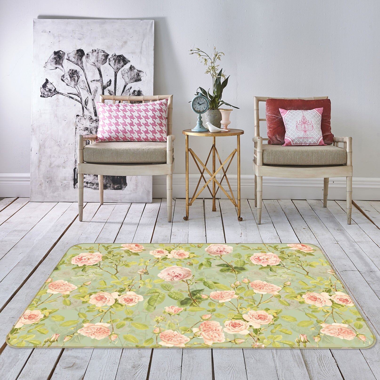 3D Pink Rose 142 Uta Naumann Rug Non Slip Rug Mat Mat AJ Creativity Home