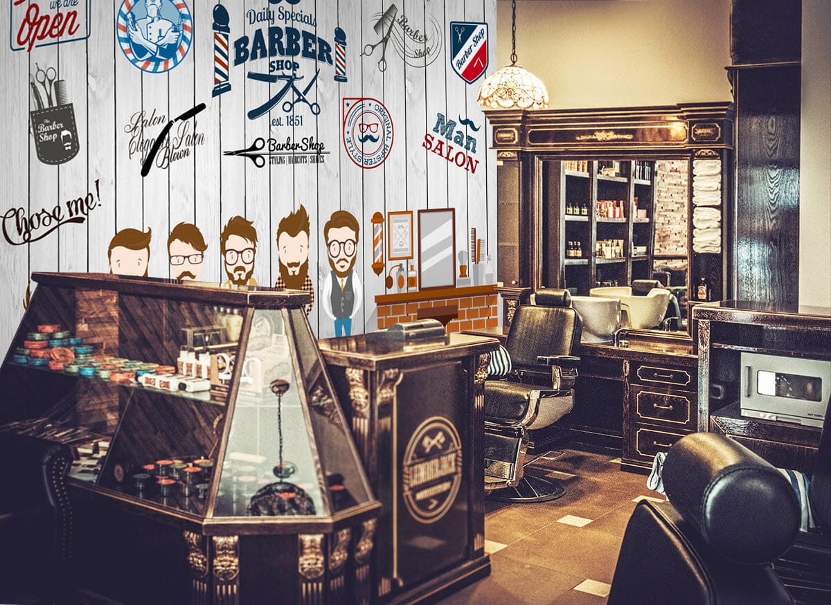 3D House 1475 Barber Shop Wall Murals Wallpaper AJ Wallpaper 2