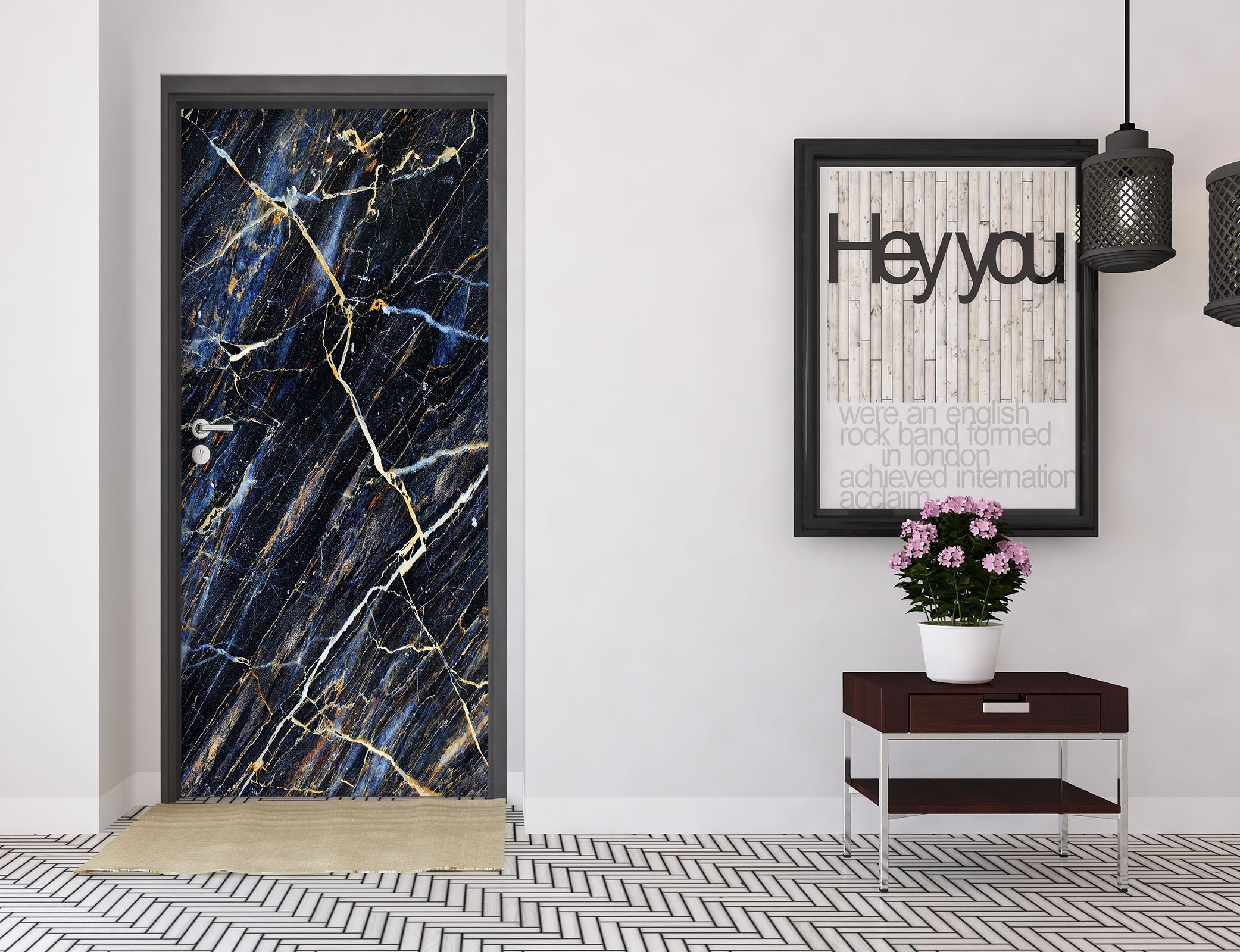 3D Black Marble 25134 Door Mural