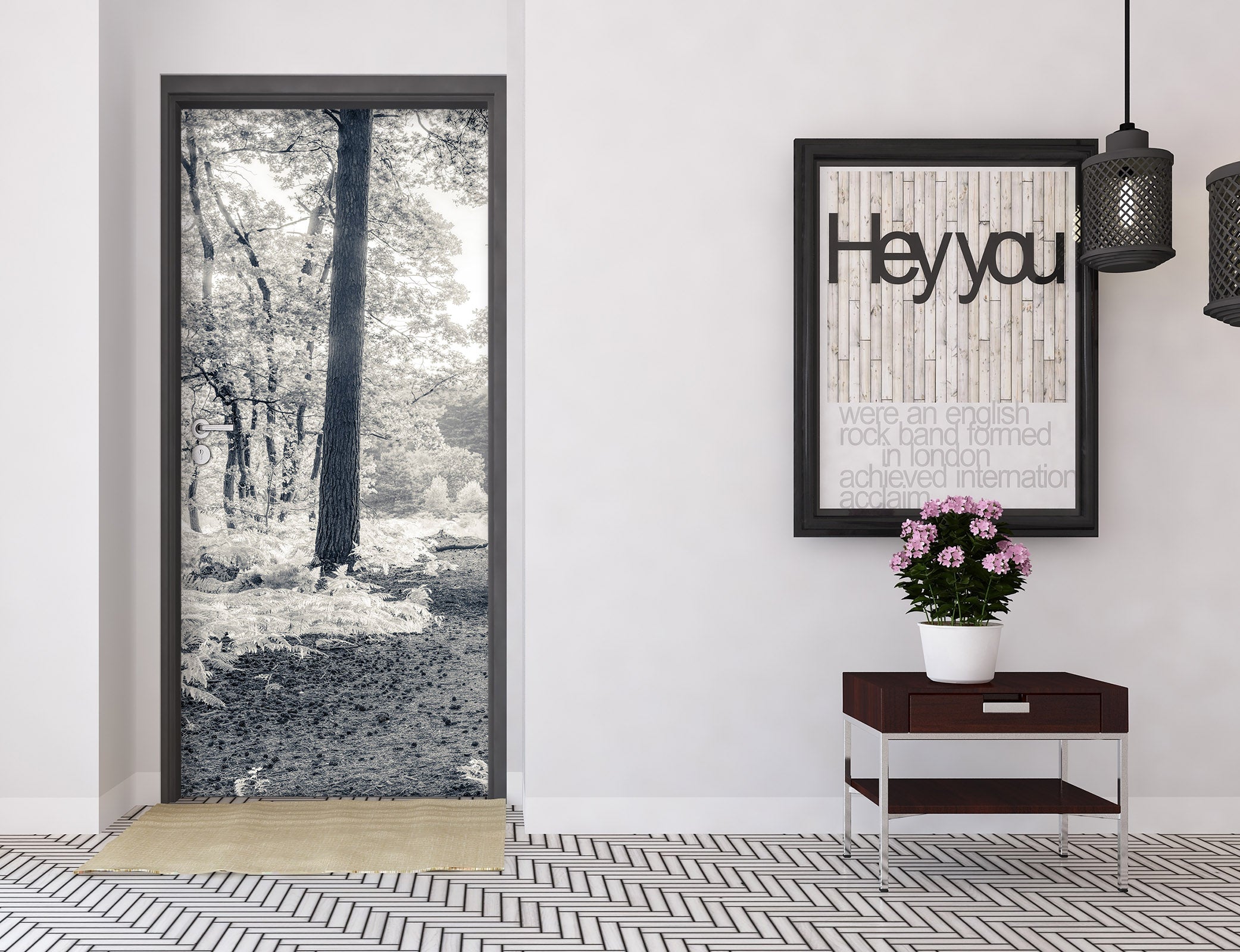 3D White Leaf 5183 Assaf Frank Door Mural