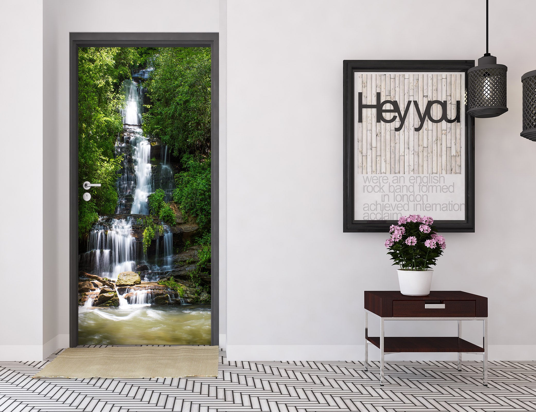 3D Mountain Stream 25107 Door Mural