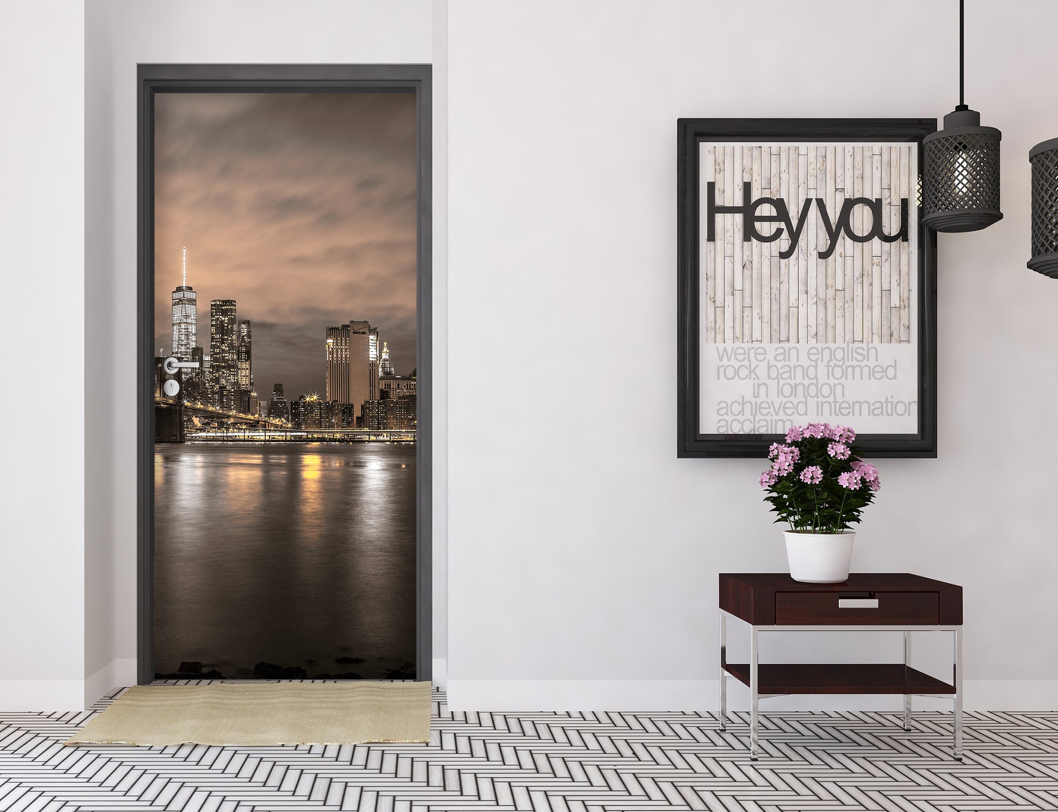 3D High-Rise Building Bridge Night 106128 Assaf Frank Door Mural