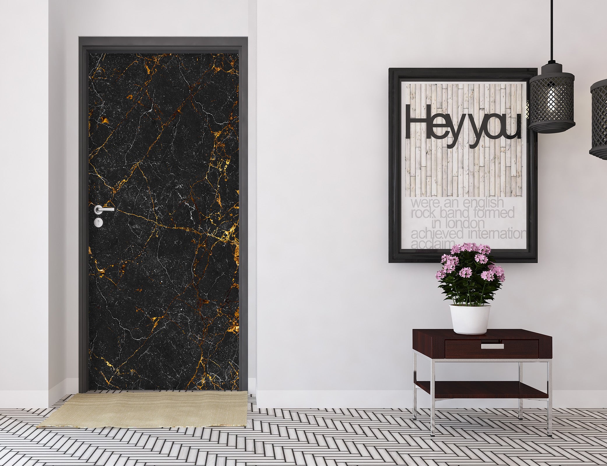3D Black Texture 25186 Door Mural
