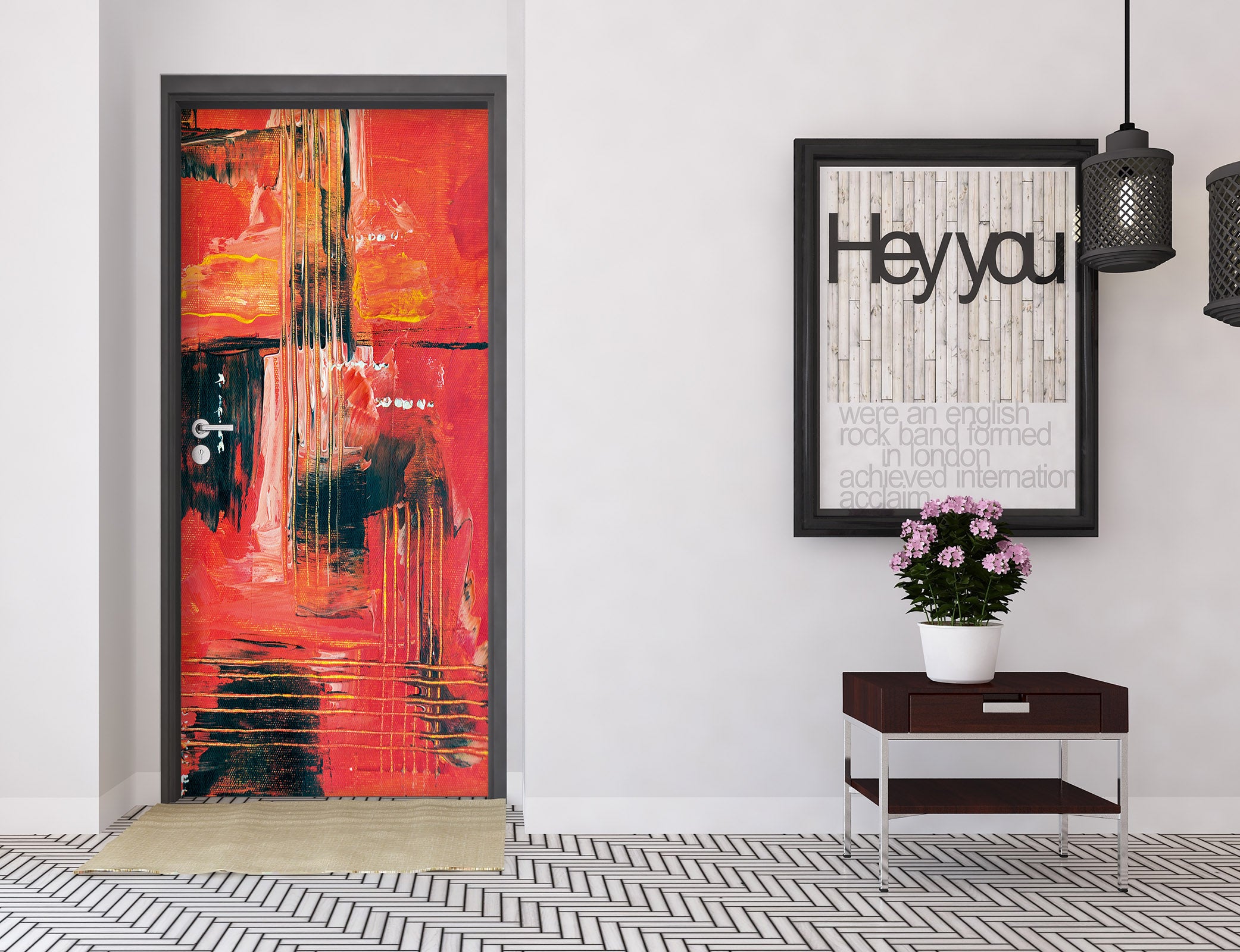 3D Red Pattern 21211 Door Mural