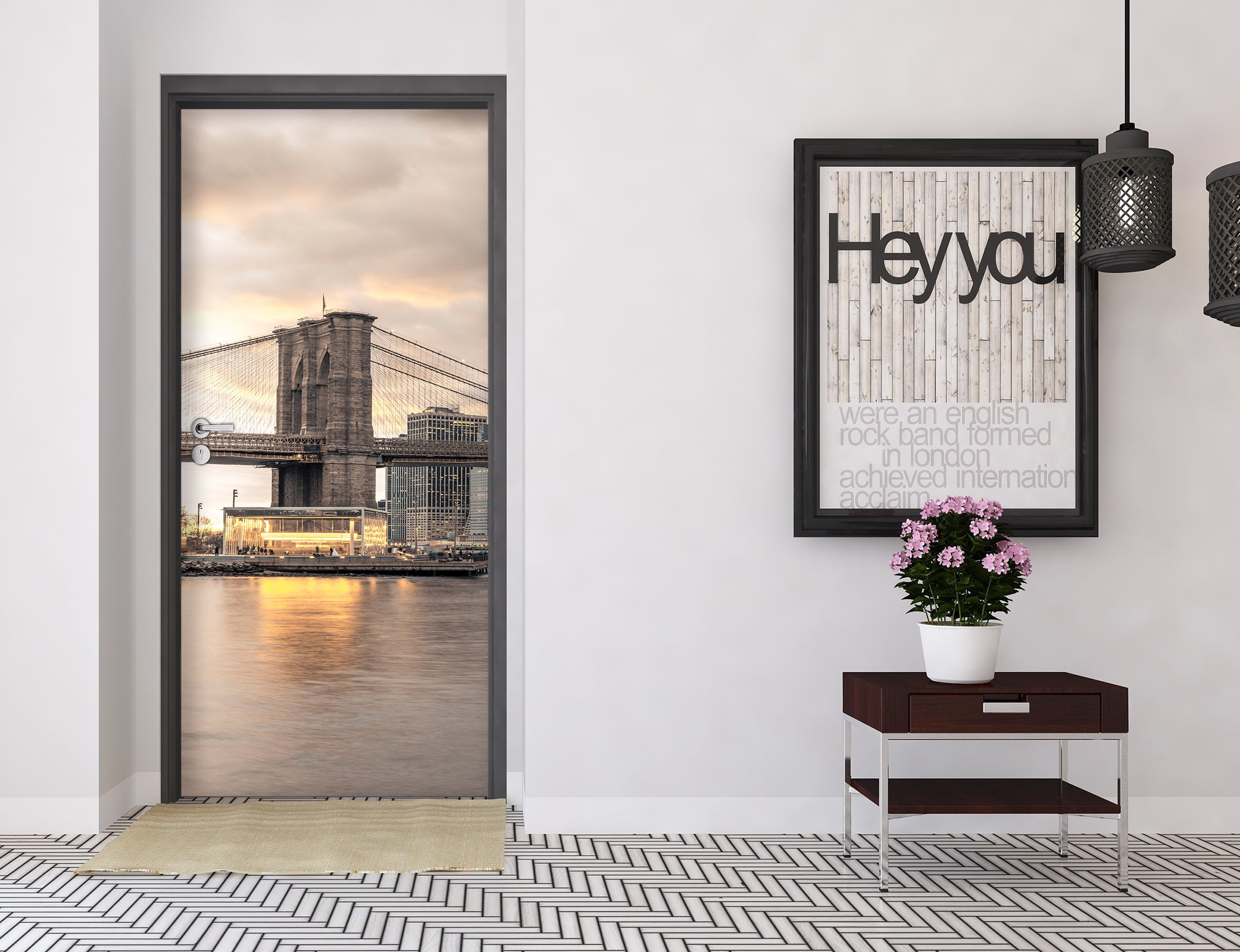 3D City River Bridge 106121 Assaf Frank Door Mural