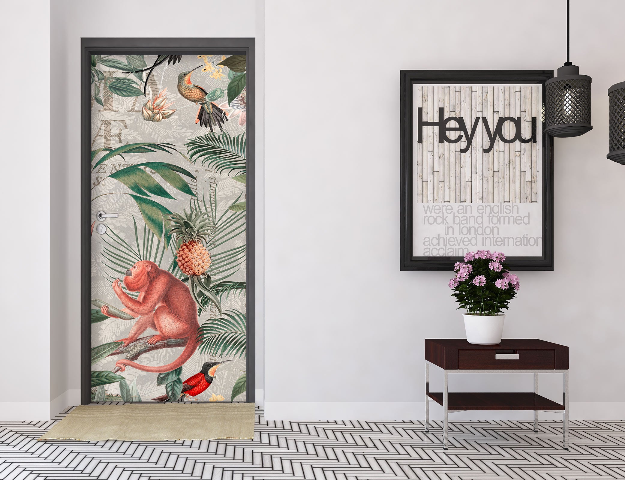 3D Monkey Pineapple Bird 11933 Andrea Haase Door Mural