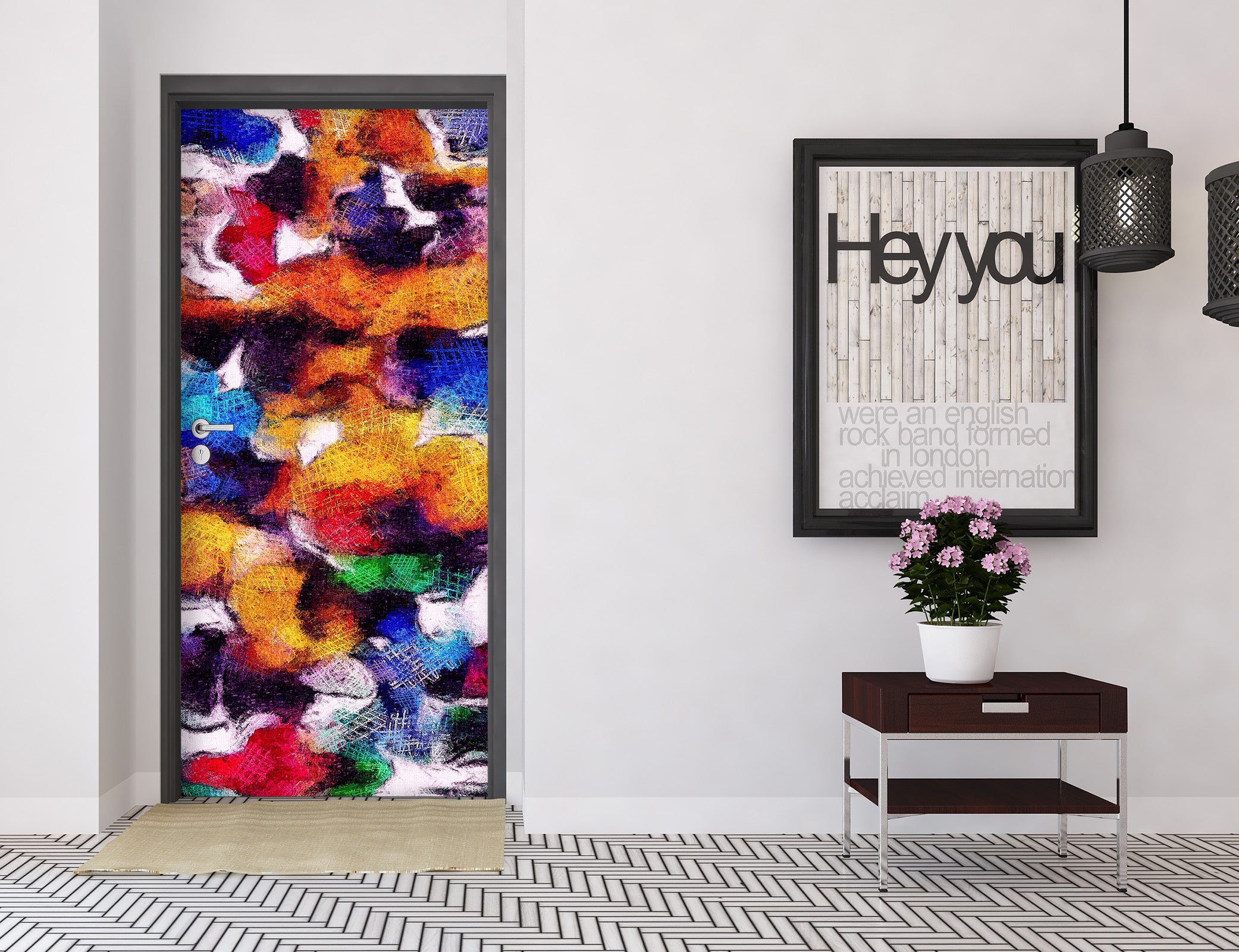 3D Multicolored Pattern 21160 Door Mural