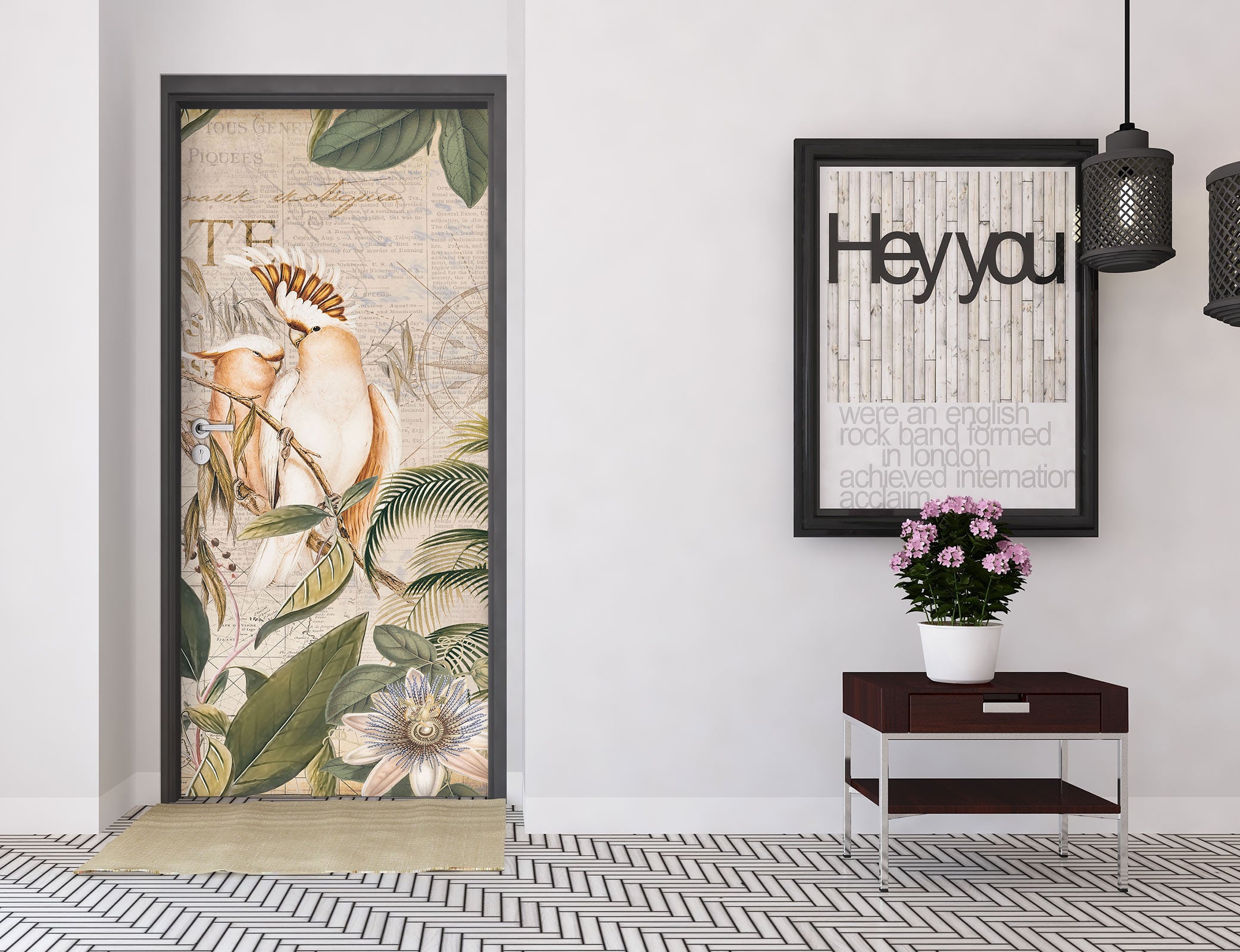 3D Parrot Branch Leaf 11952 Andrea Haase Door Mural