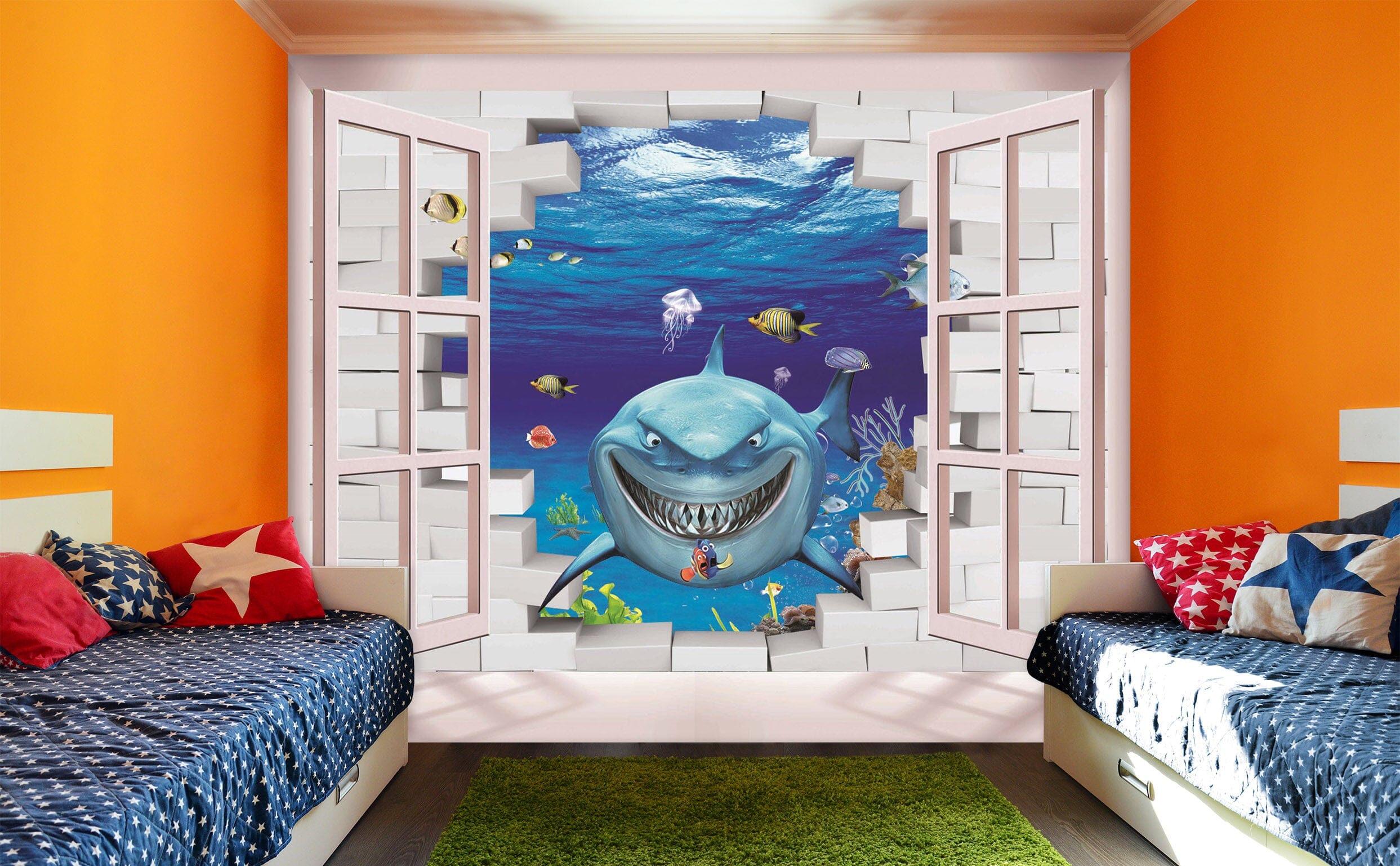3D Underwater Shark 1622 Wall Murals Wallpaper AJ Wallpaper 2