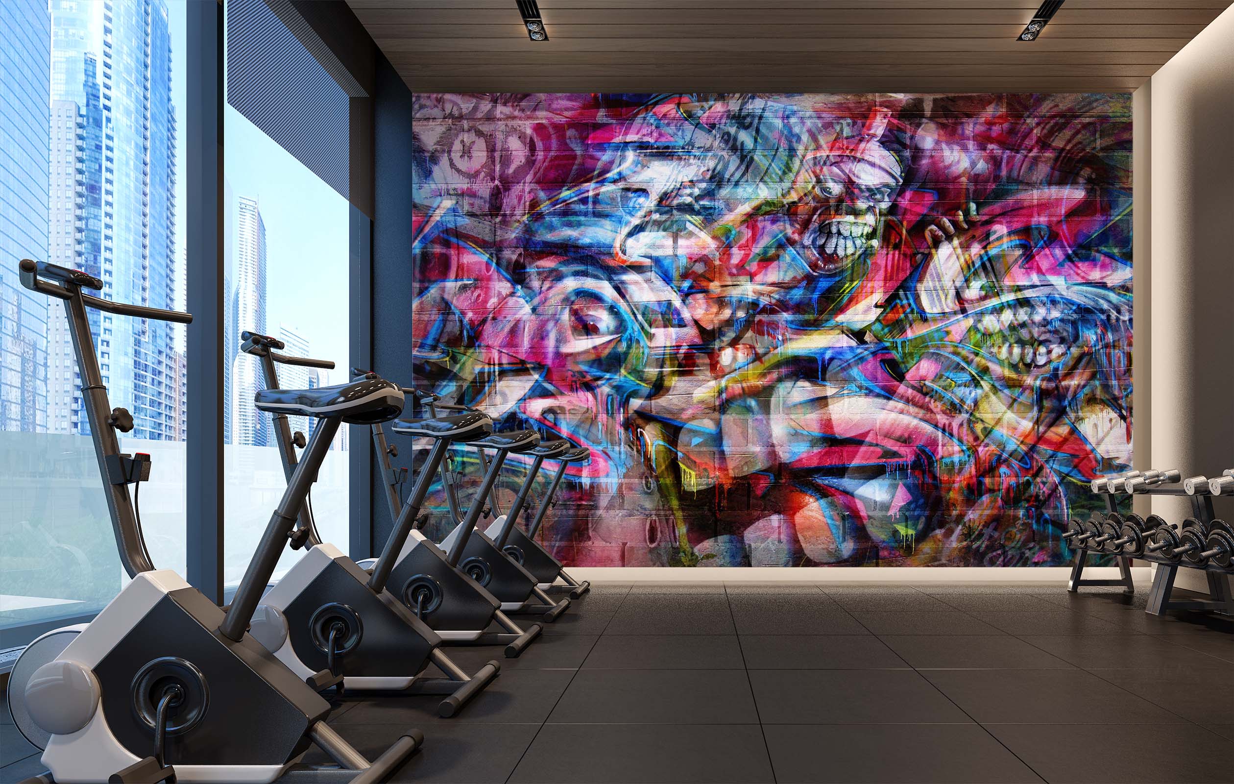 3D Color Graffiti 124 Wall Murals Wallpaper AJ Wallpaper 2