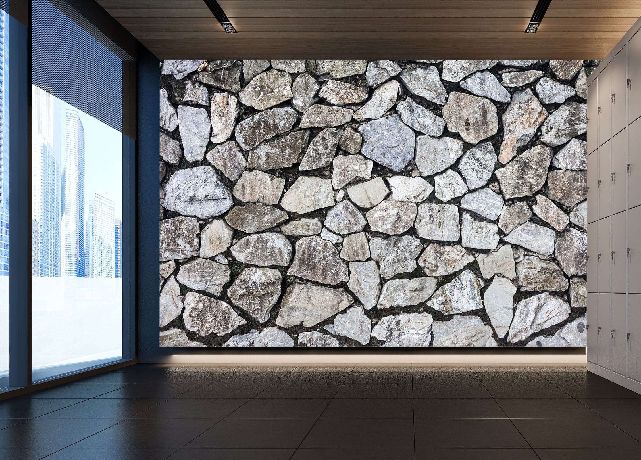 3D Gray Stone Wall 094 Wall Murals Wallpaper AJ Wallpaper 2
