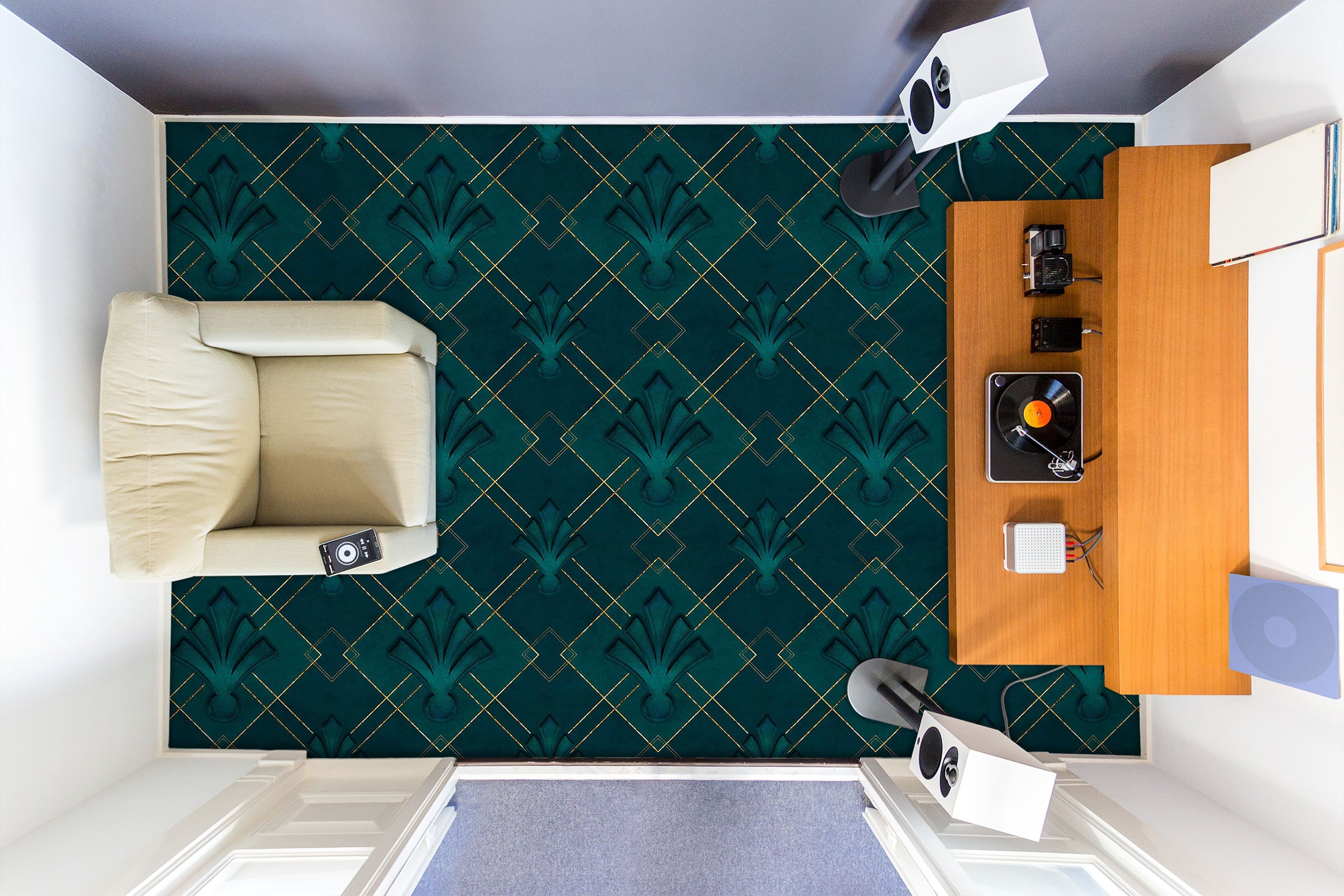 3D Argyle Pattern 102115 Andrea Haase Floor Mural