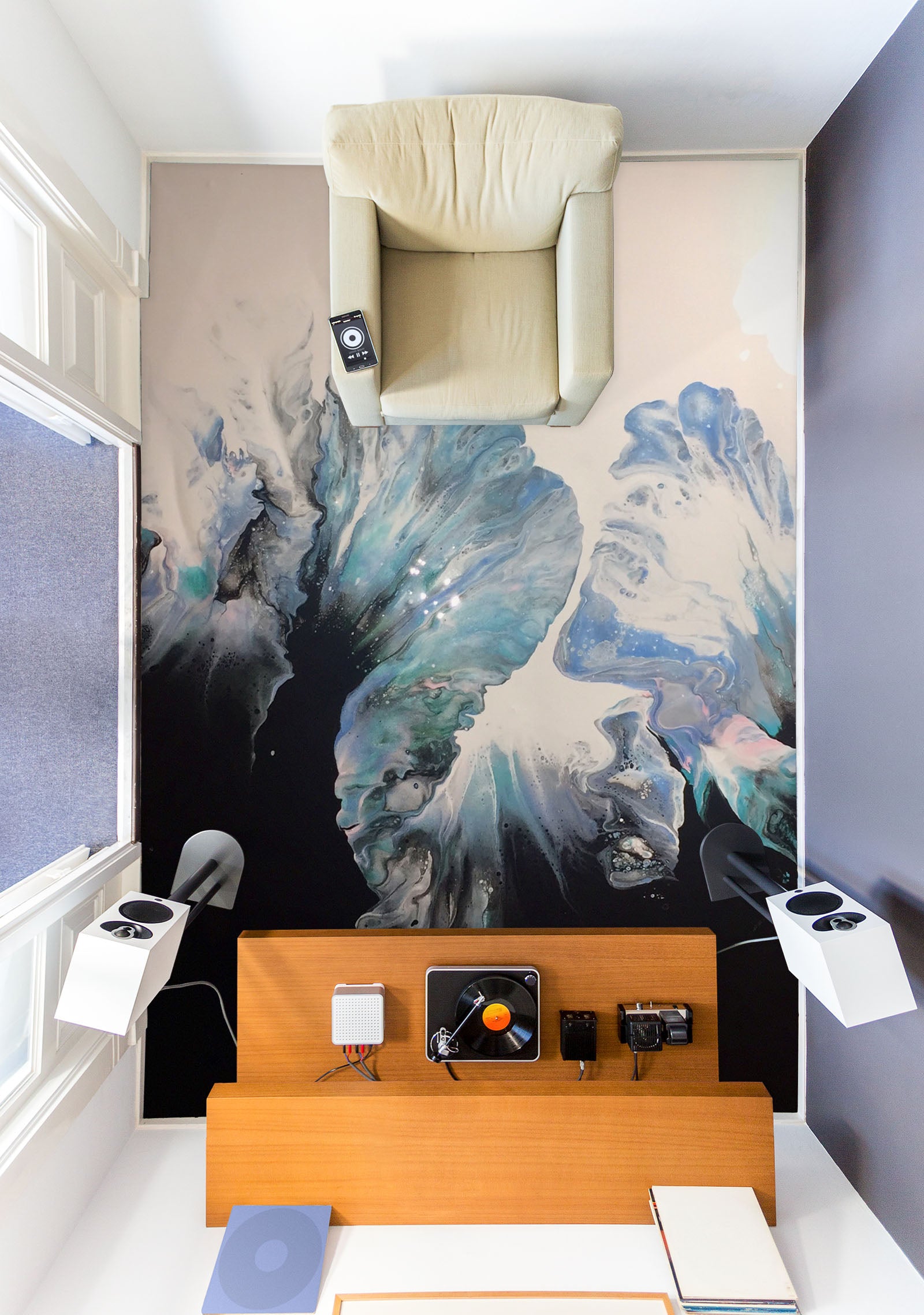 3D Blue Black Watercolor Pattern 98201 Valerie Latrice Floor Mural