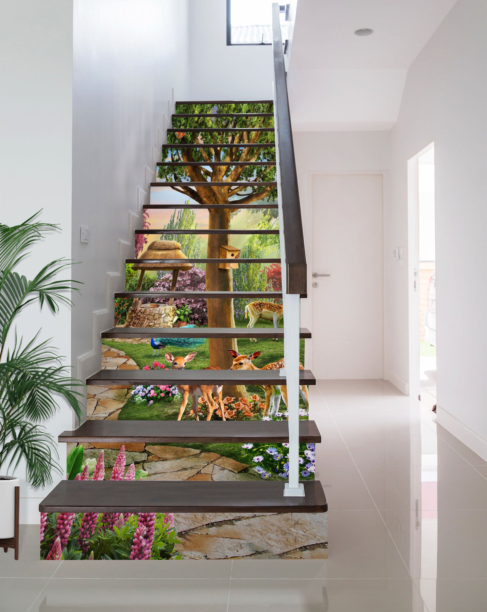 3D Trees Deer Well 96208 Adrian Chesterman Stair Risers